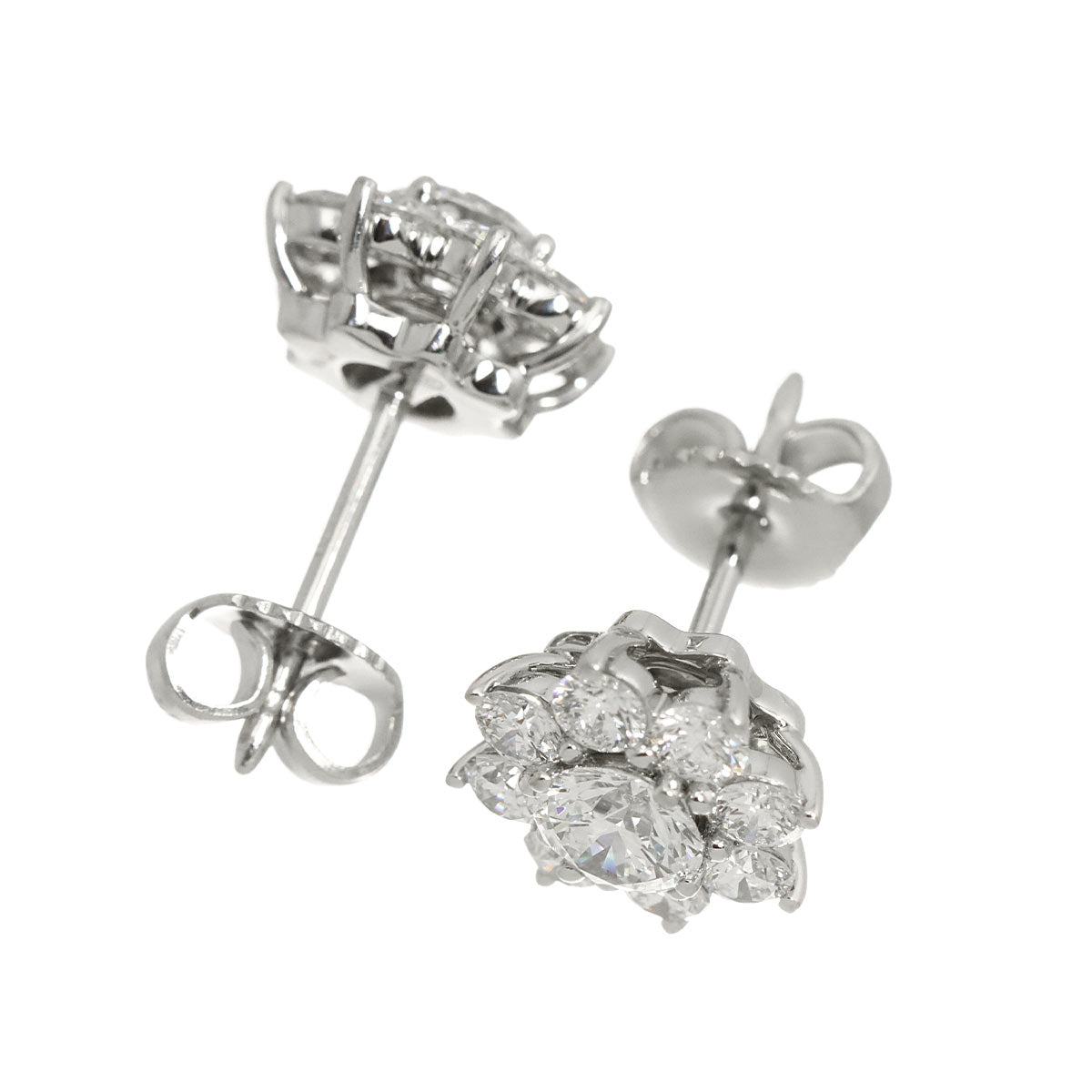 Flower Diamond Mini Earrings Pierced Pt