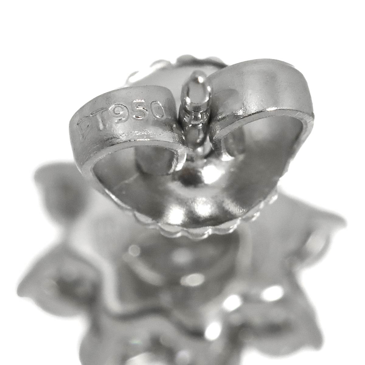 Flower Diamond Mini Earrings Pierced Pt