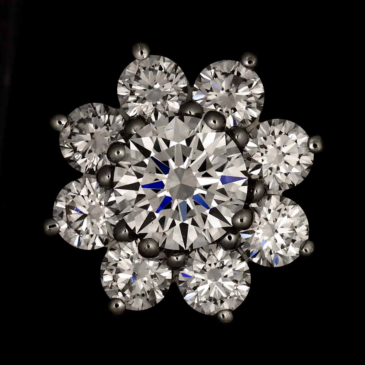 Flower Diamond Mini Earrings Pierced Pt