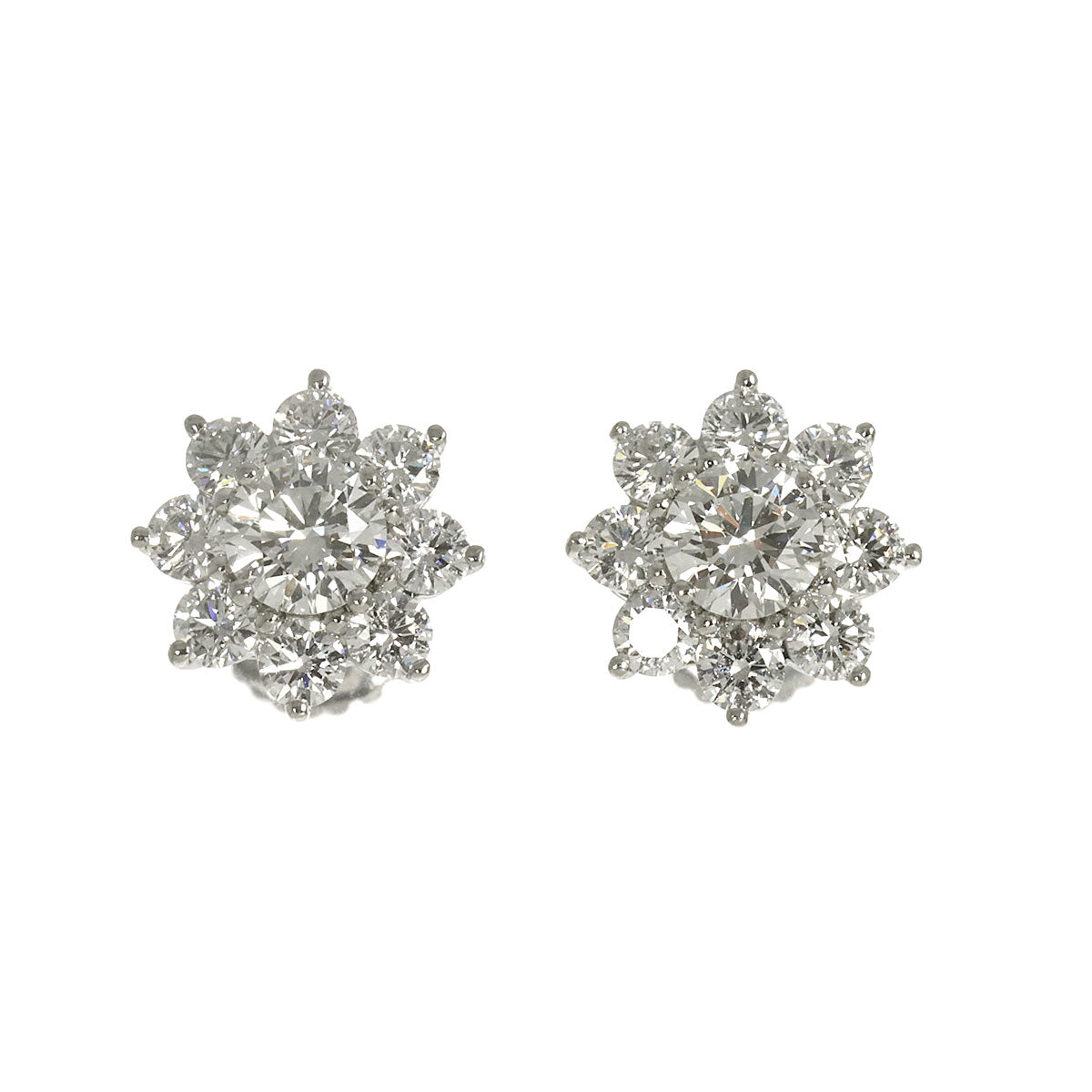 Flower Diamond Mini Earrings Pierced Pt