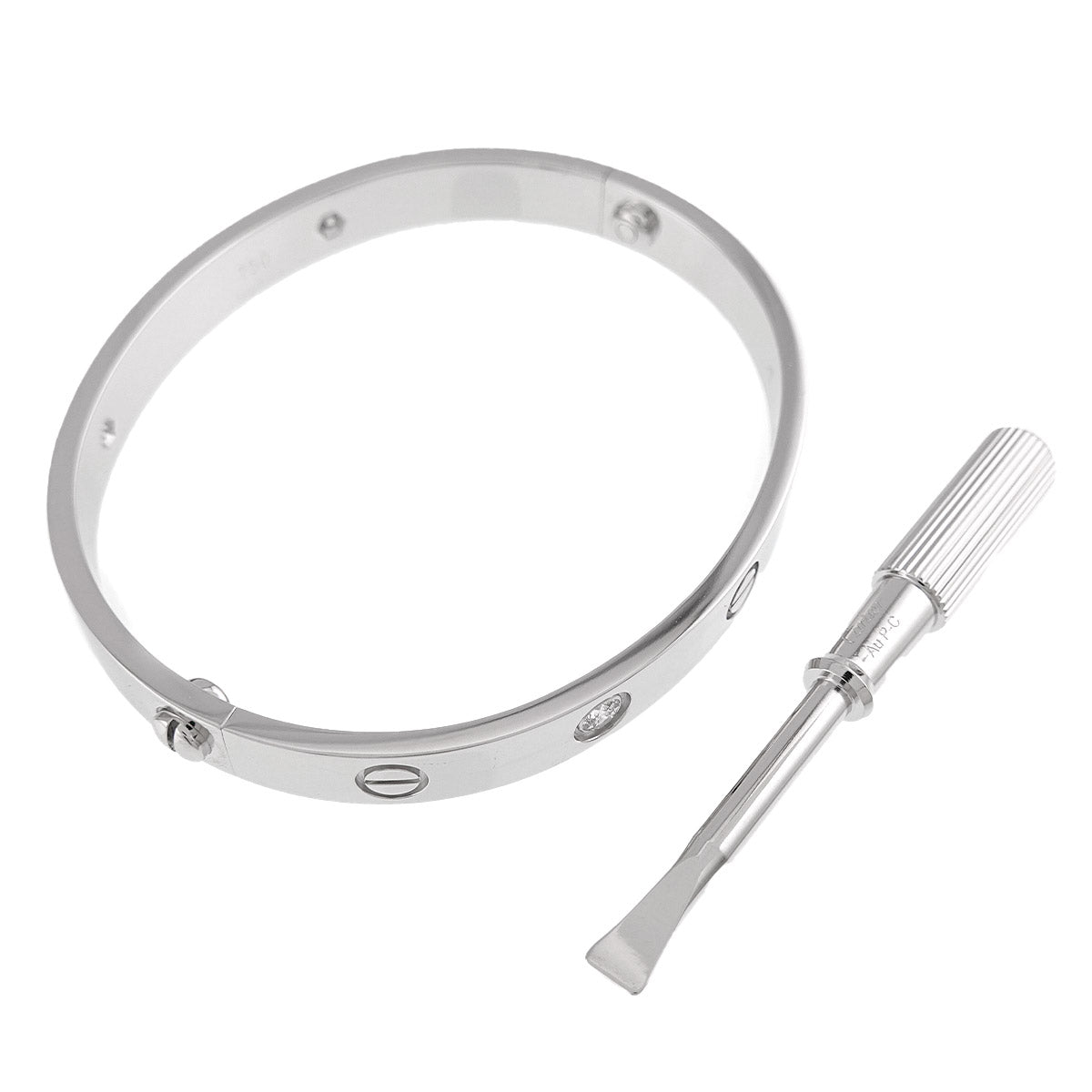 Love Bracelet Diamond 4P Bangle 18K WG 750 Size16