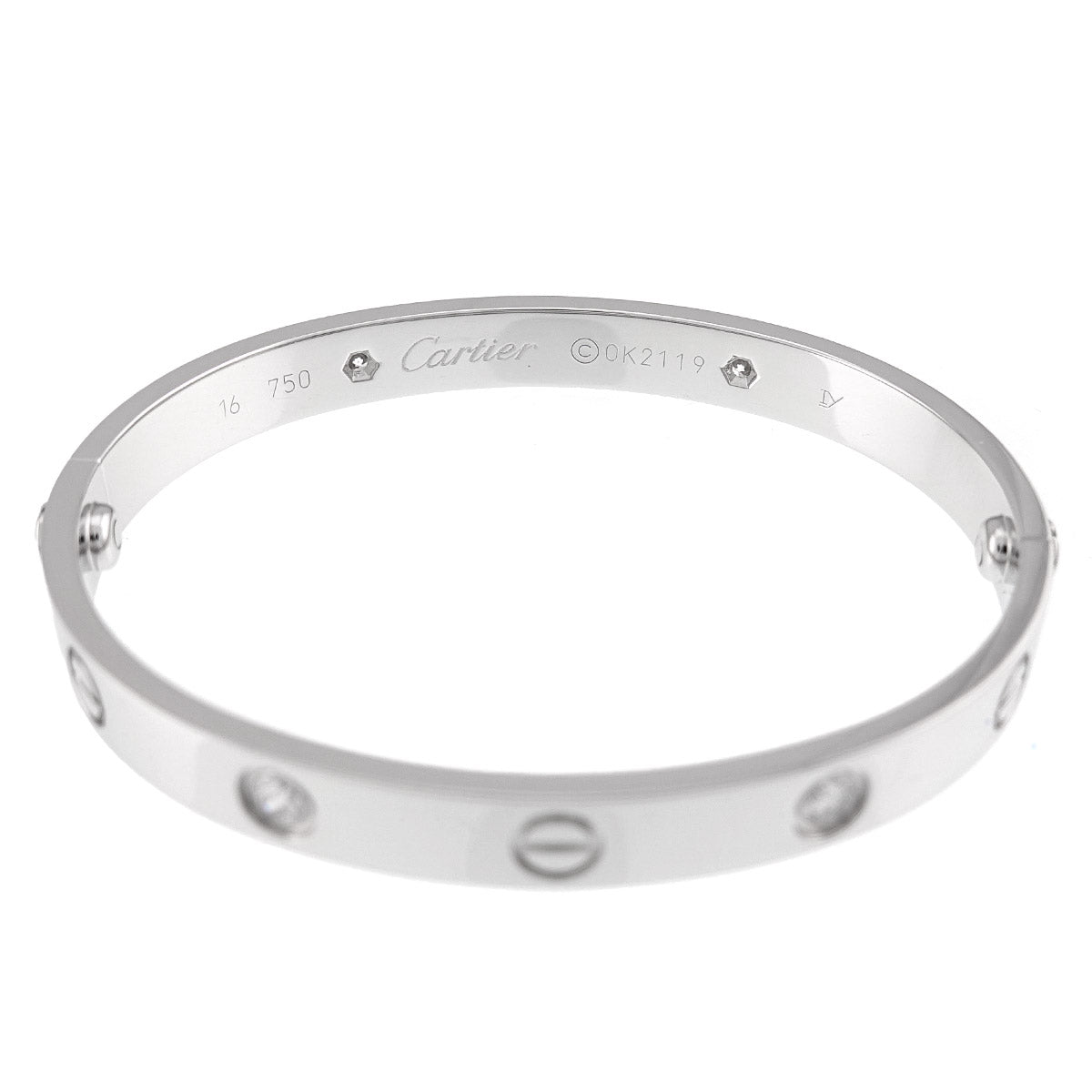 Love Bracelet Diamond 4P Bangle 18K WG 750 Size16