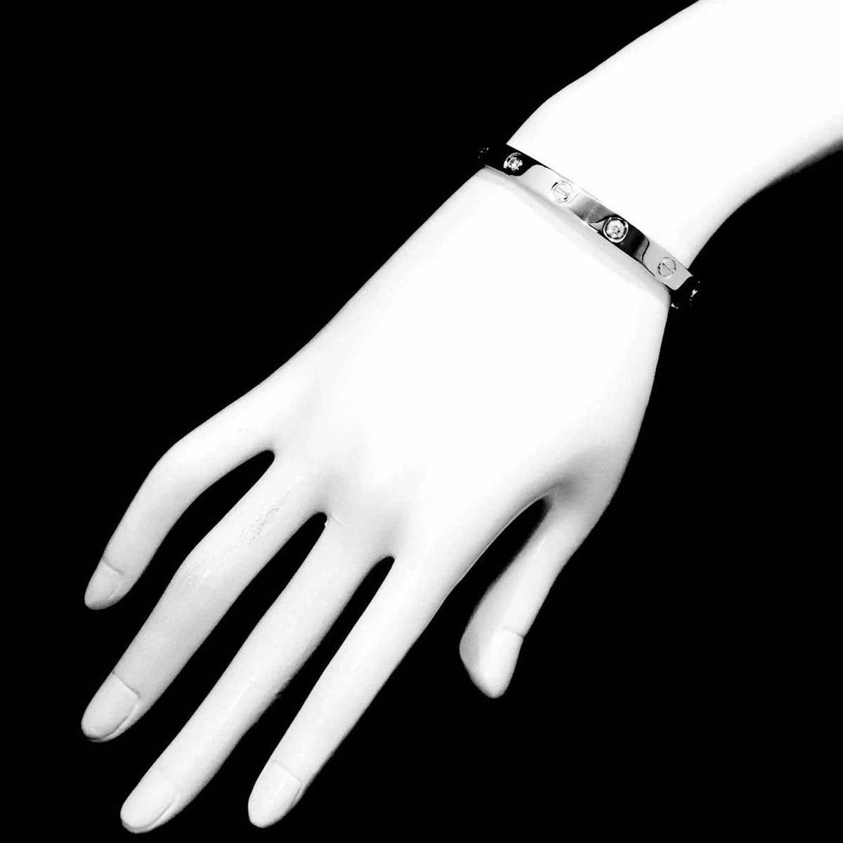 Love Bracelet Diamond 4P Bangle 18K WG 750 Size16
