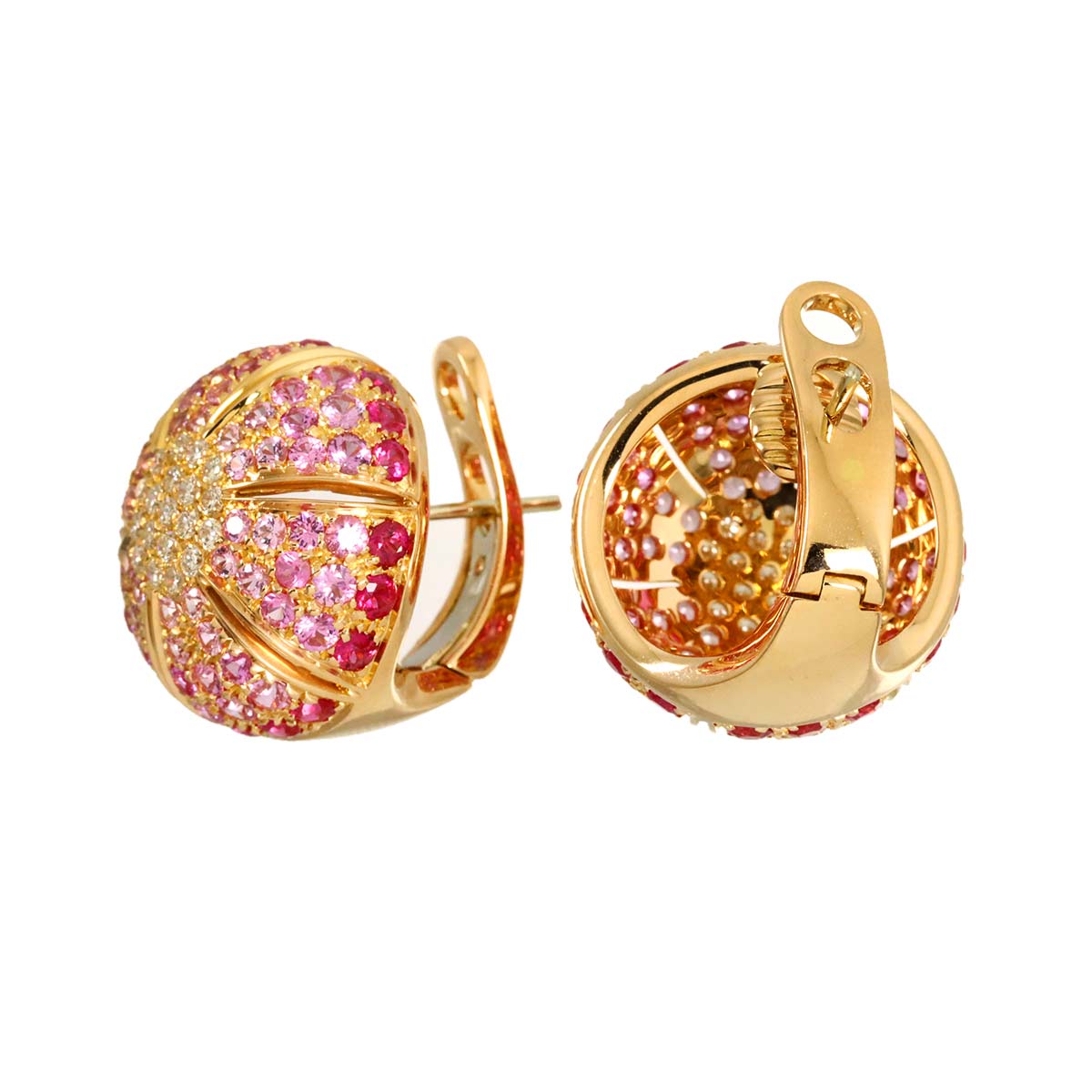Sapphire Diamond Earrings Pierced 18K PG 750