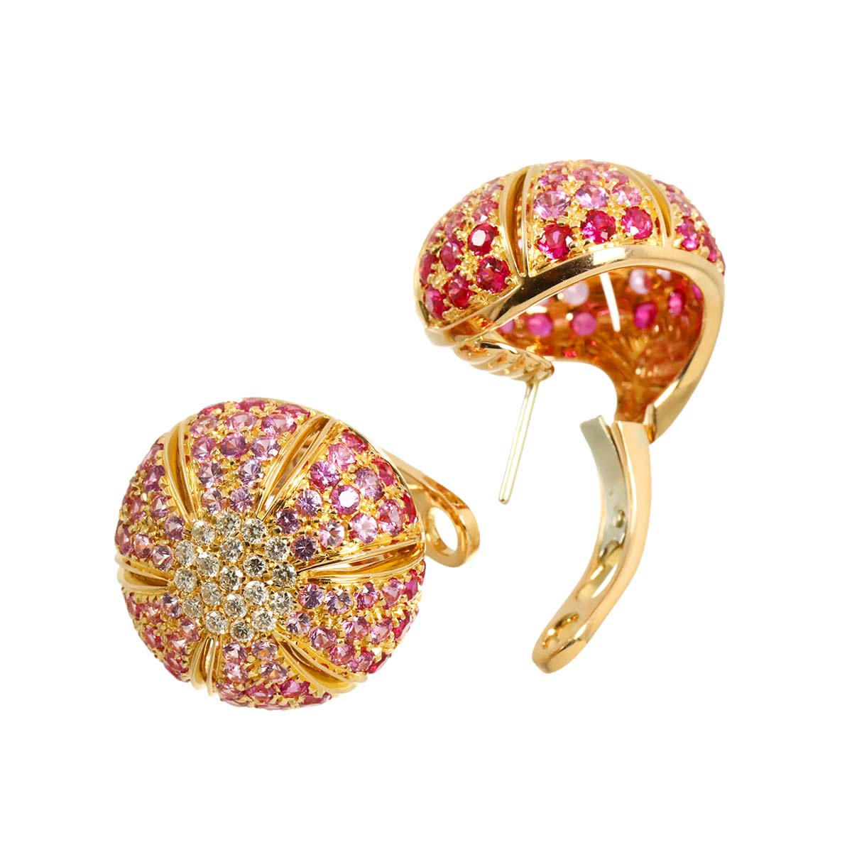 Sapphire Diamond Earrings Pierced 18K PG 750