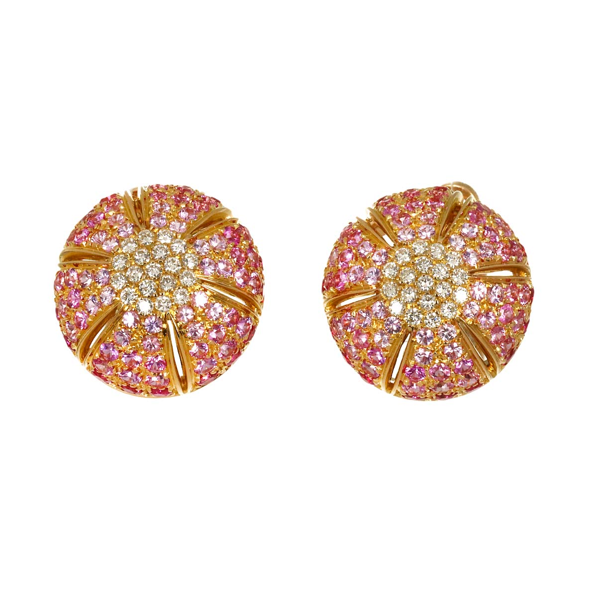 Sapphire Diamond Earrings Pierced 18K PG 750