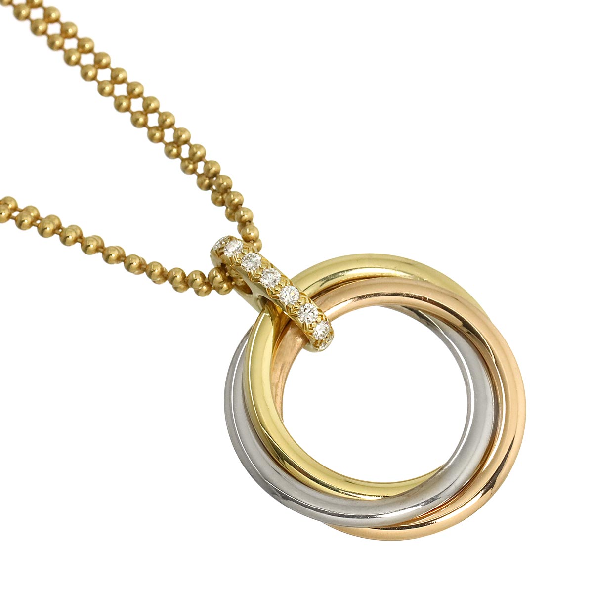 Trinity MM Diamond Necklace 18K YG WG PG 750