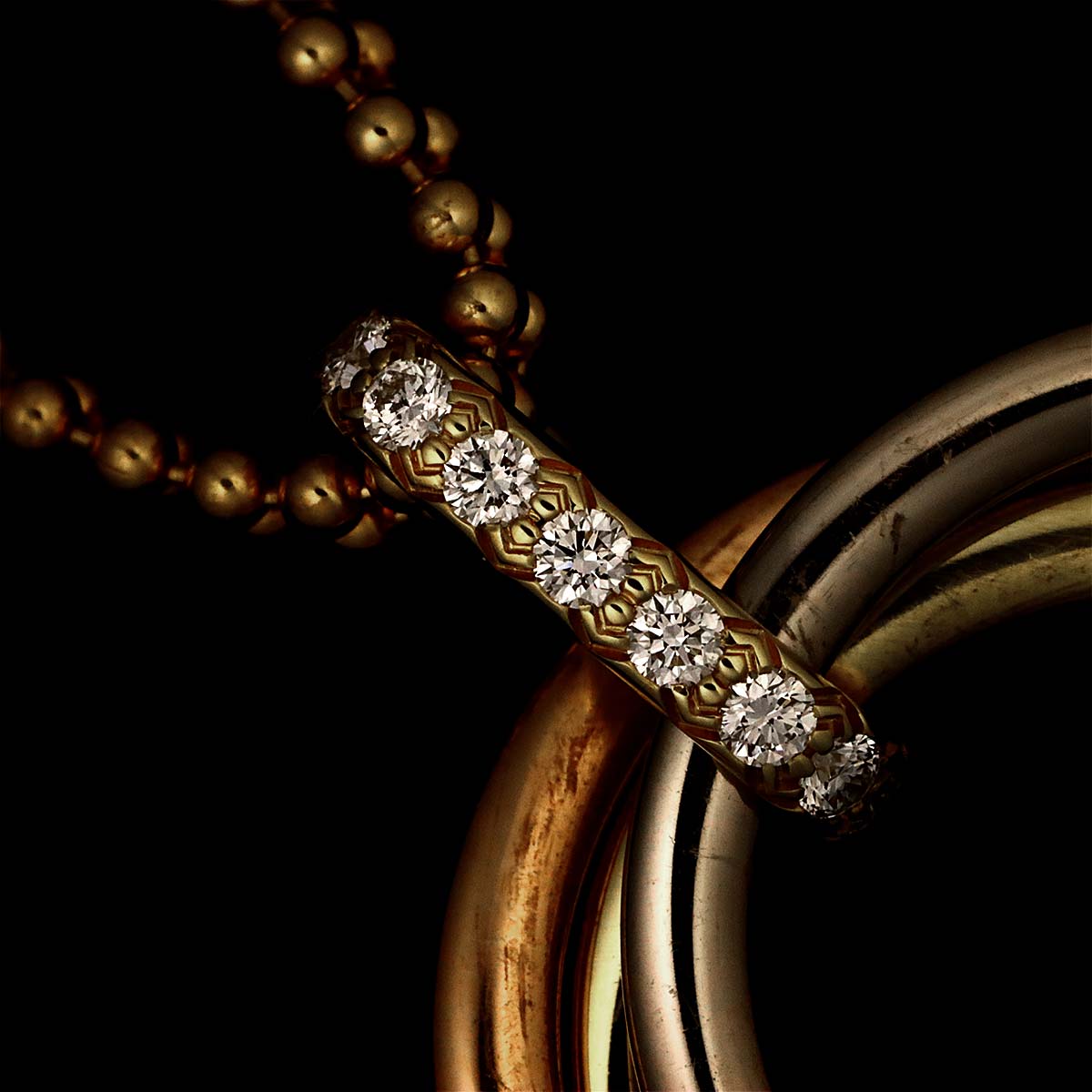 Trinity MM Diamond Necklace 18K YG WG PG 750