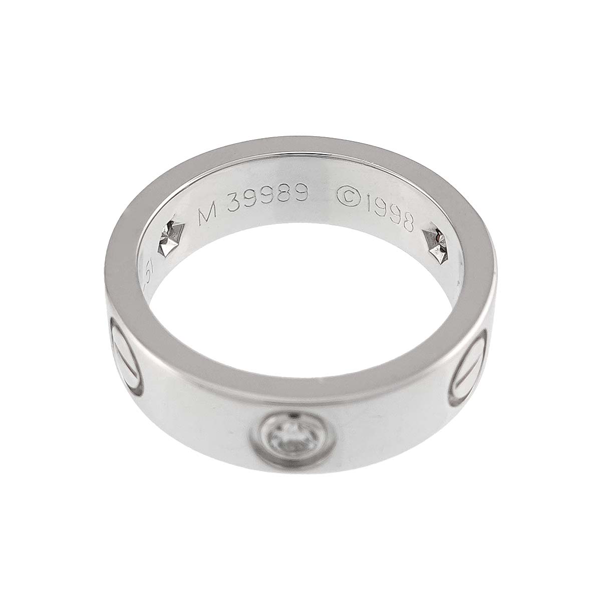 Love Ring Half Diamond 3P 18K WG 750 size51 5.5-5.75(US)