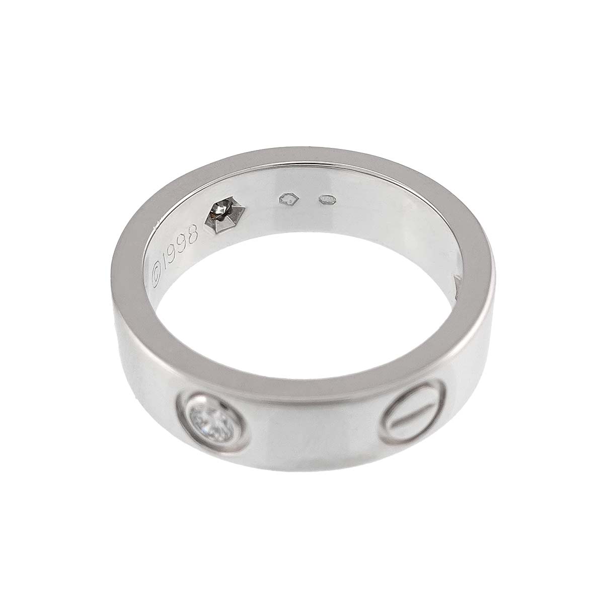 Love Ring Half Diamond 3P 18K WG 750 size51 5.5-5.75(US)