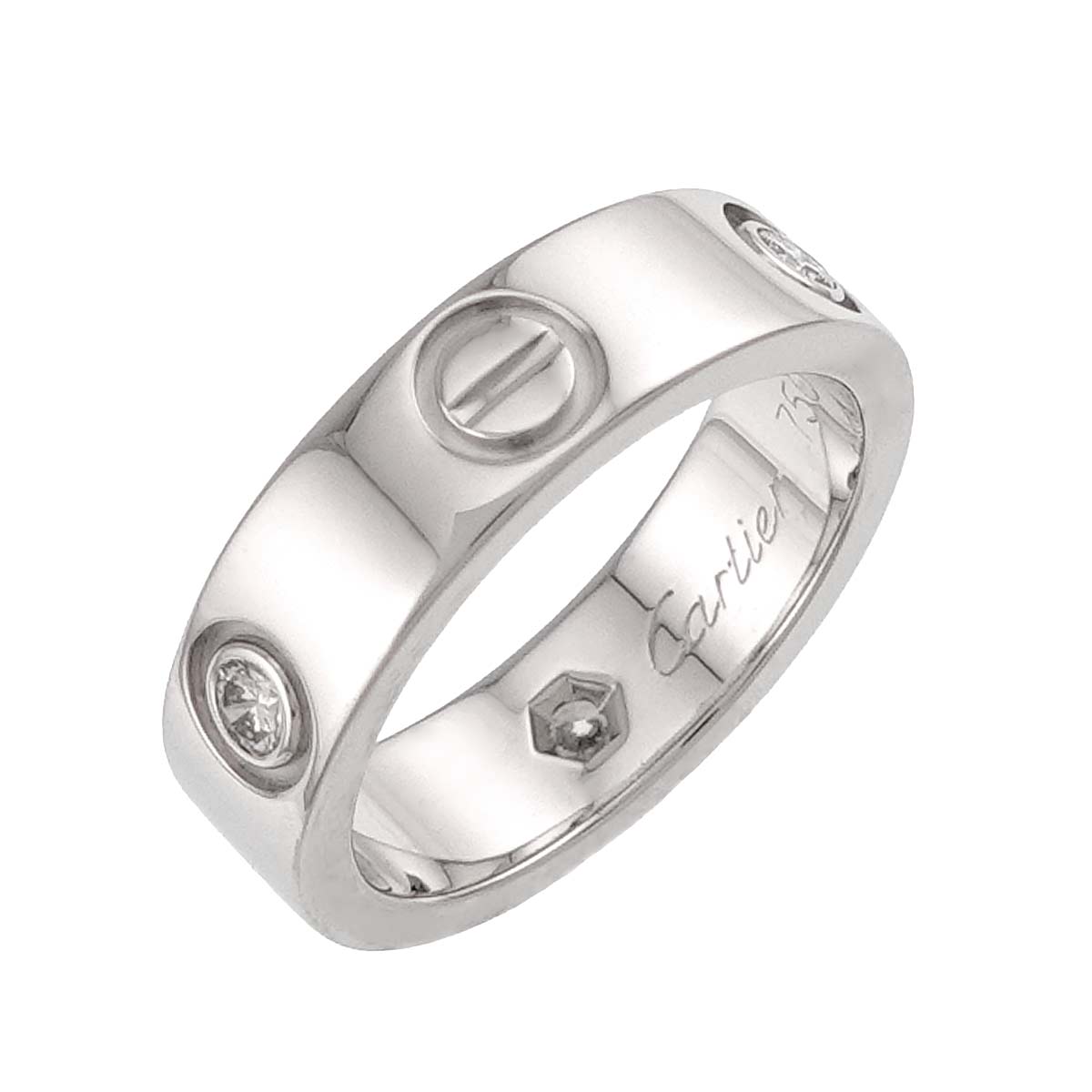 Love Ring Half Diamond 3P 18K WG 750 size51 5.5-5.75(US)