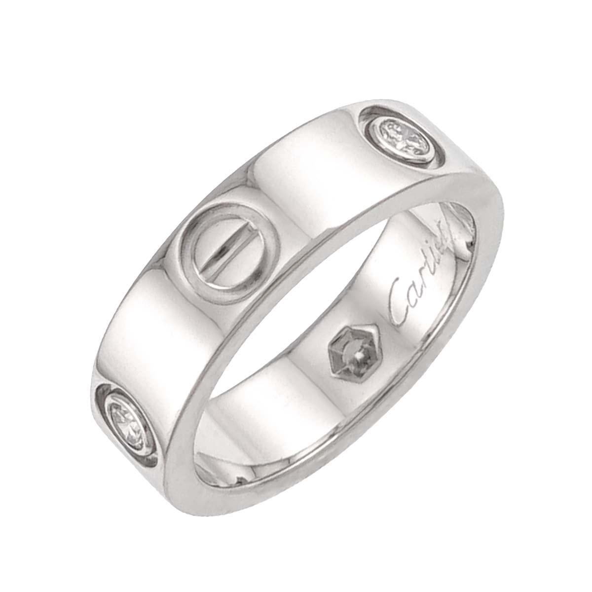Love Ring Half Diamond 3P 18K WG 750 size51 5.5-5.75(US)