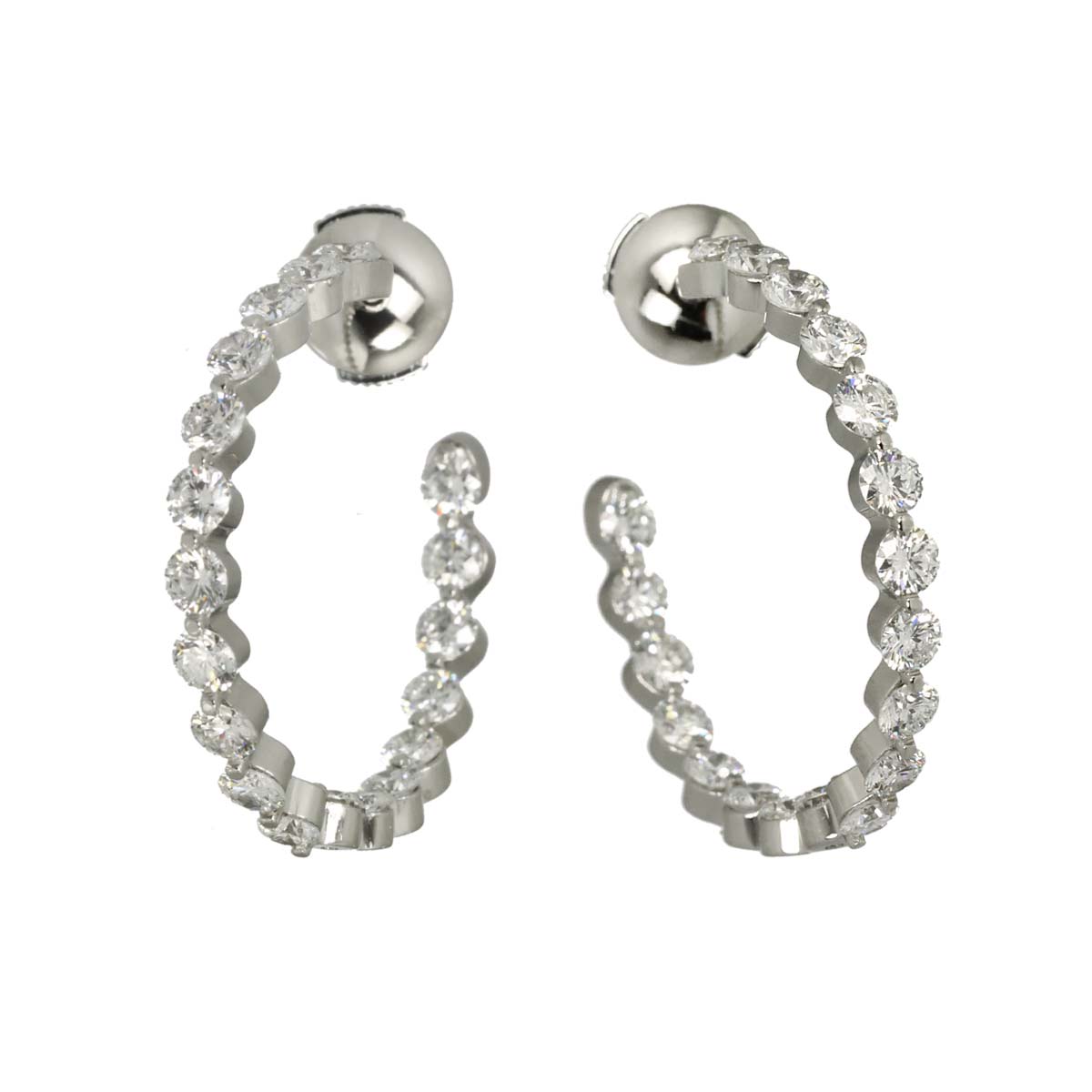 Diamond Hoop Earrings Pierced Pt Platinum