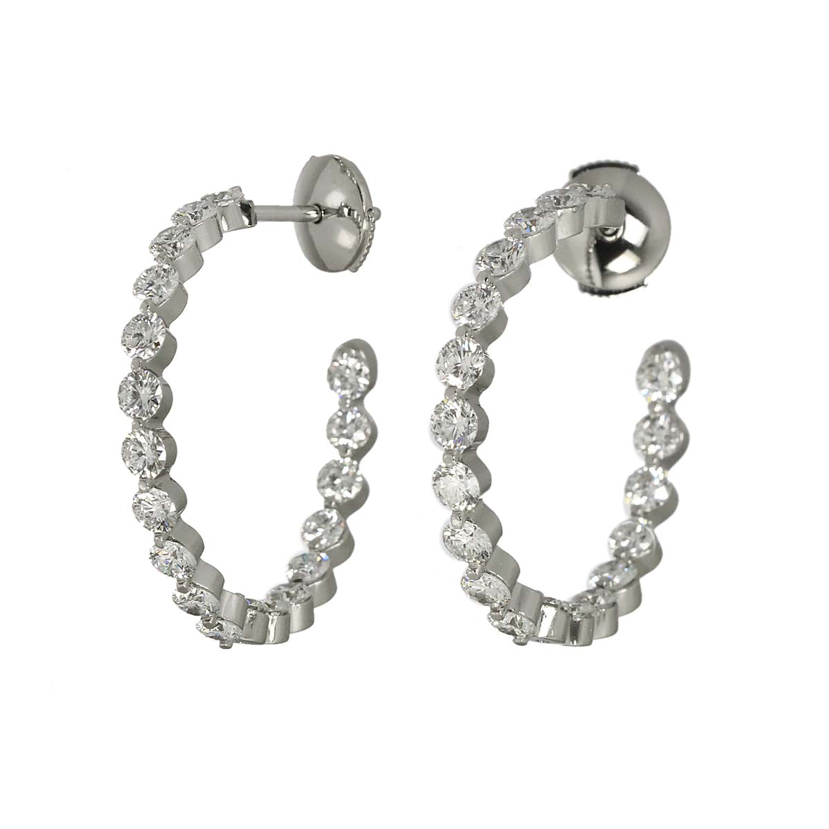 Diamond Hoop Earrings Pierced Pt Platinum