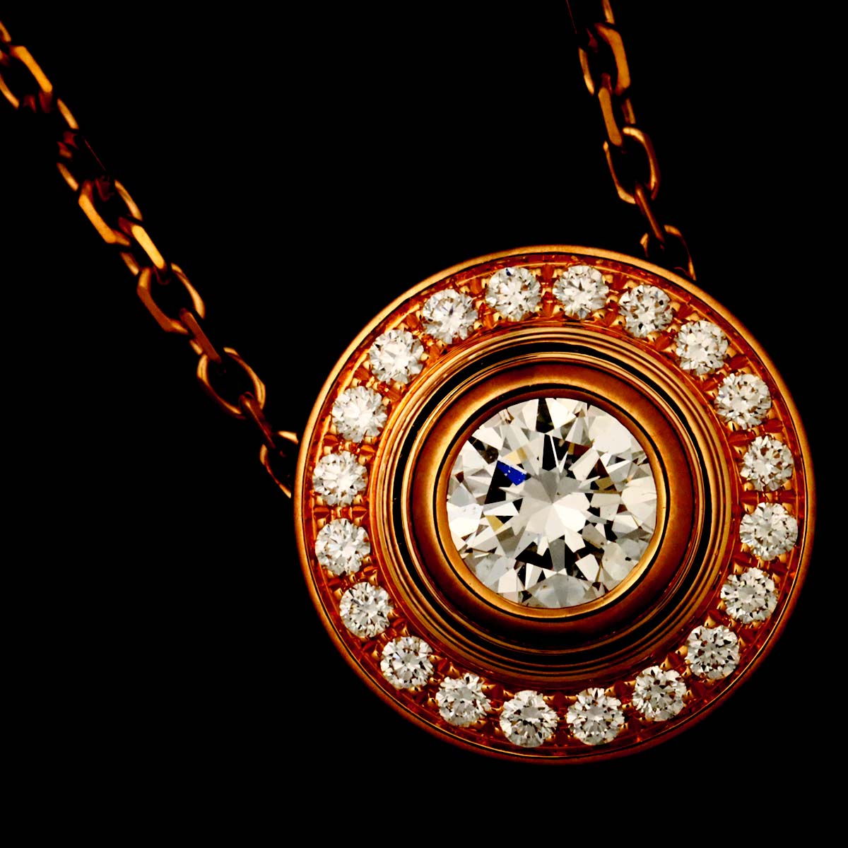 d Amour Pave Diamond Necklace 18K Pink Gold 750