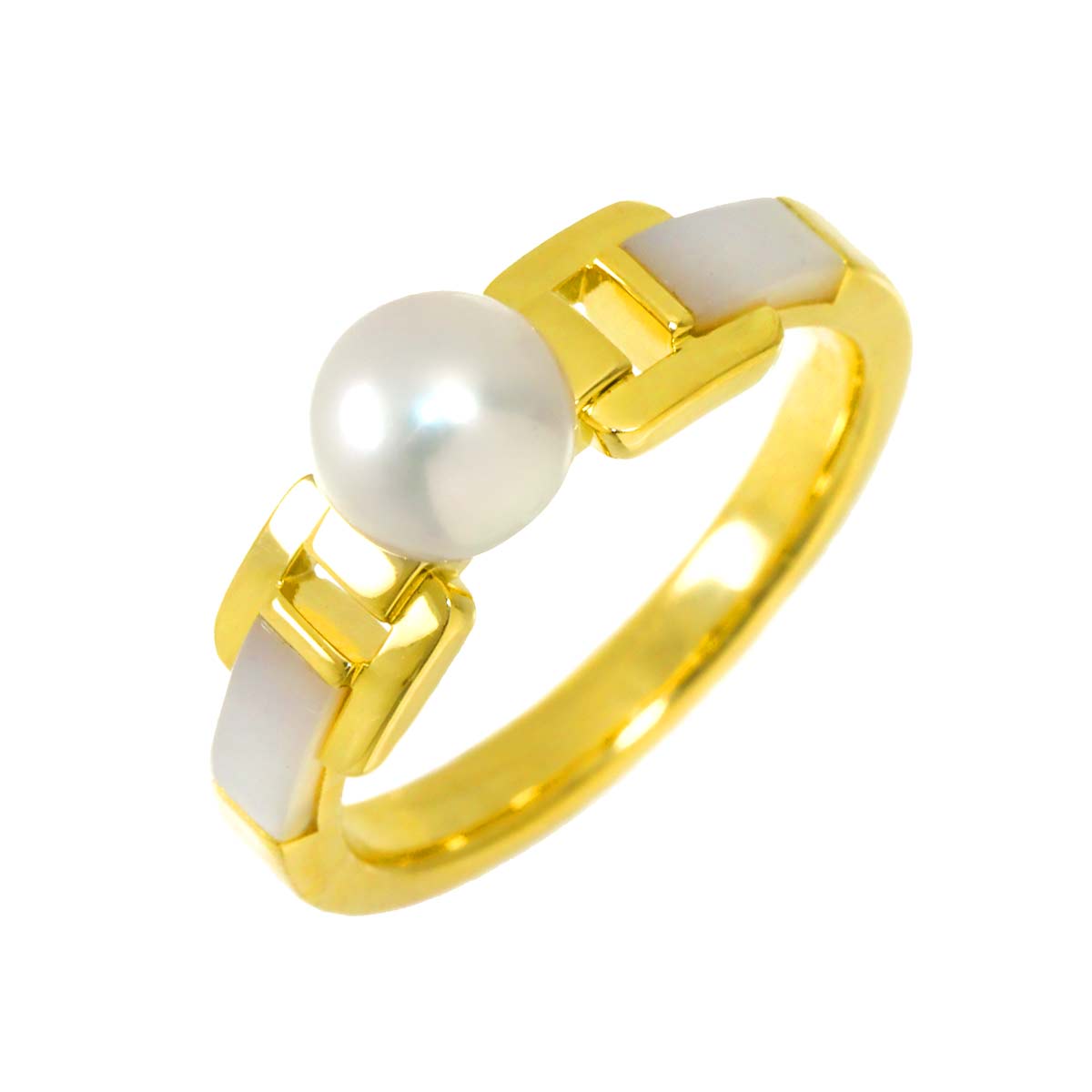 Akoya Pearl 6.3mm MOP Ring 18K YG 750 Size6(US)