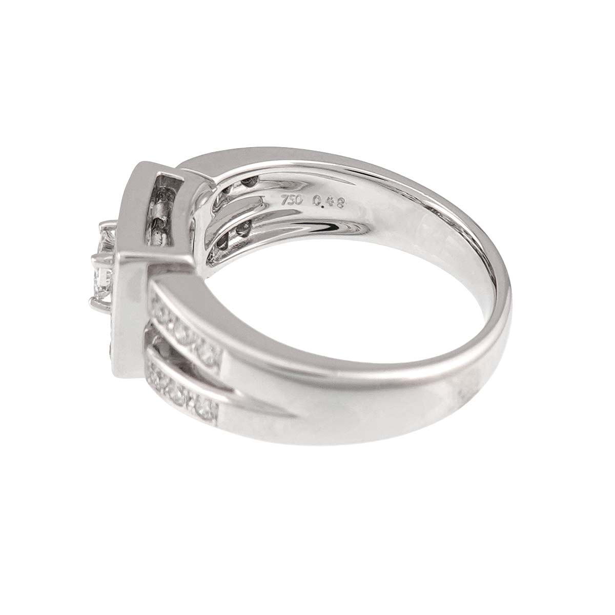 Diamond 0.48ct Ring 18K White Gold 750 Size6(US)
