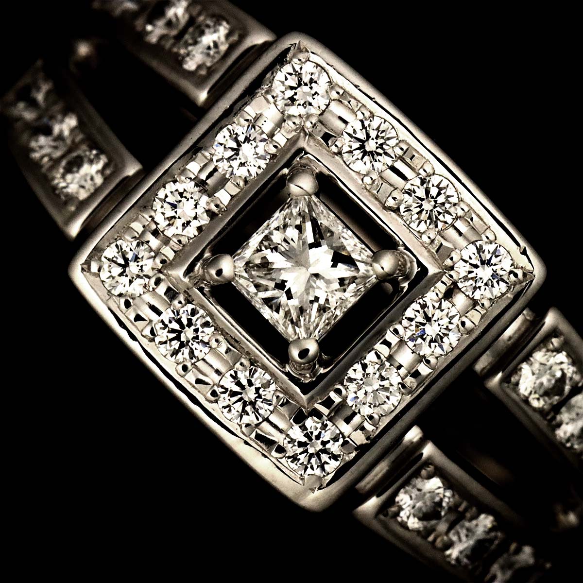 Diamond 0.48ct Ring 18K White Gold 750 Size6(US)