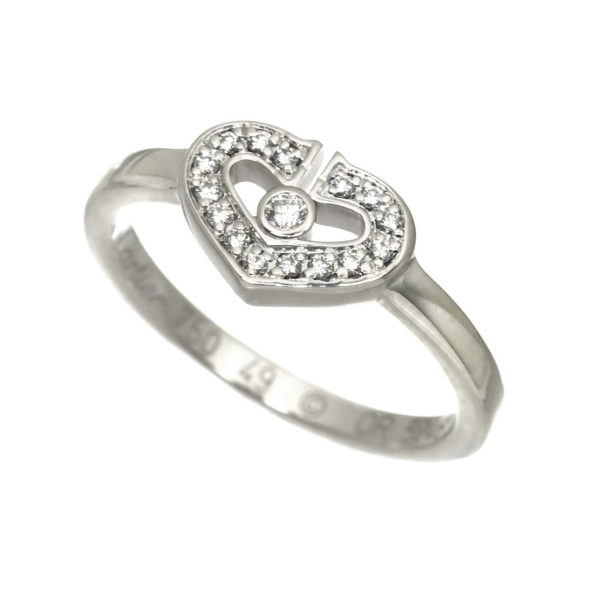 C Heart Diamond Ring 18K White Gold 750 size49 4.75-5(US)