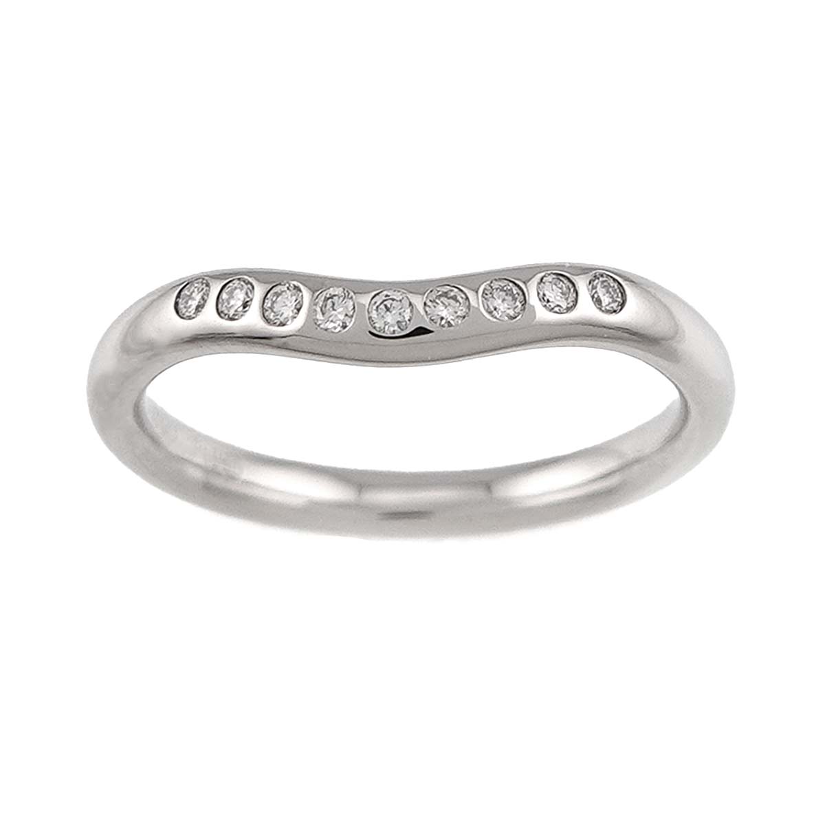 Curved Band Diamond Ring Platinum size4.5(US)