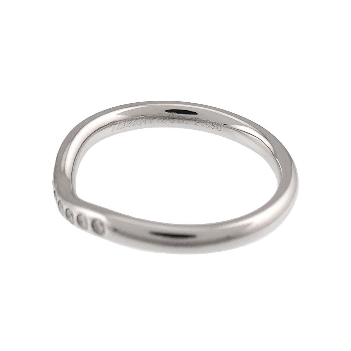 Curved Band Diamond Ring Platinum size4.5(US)