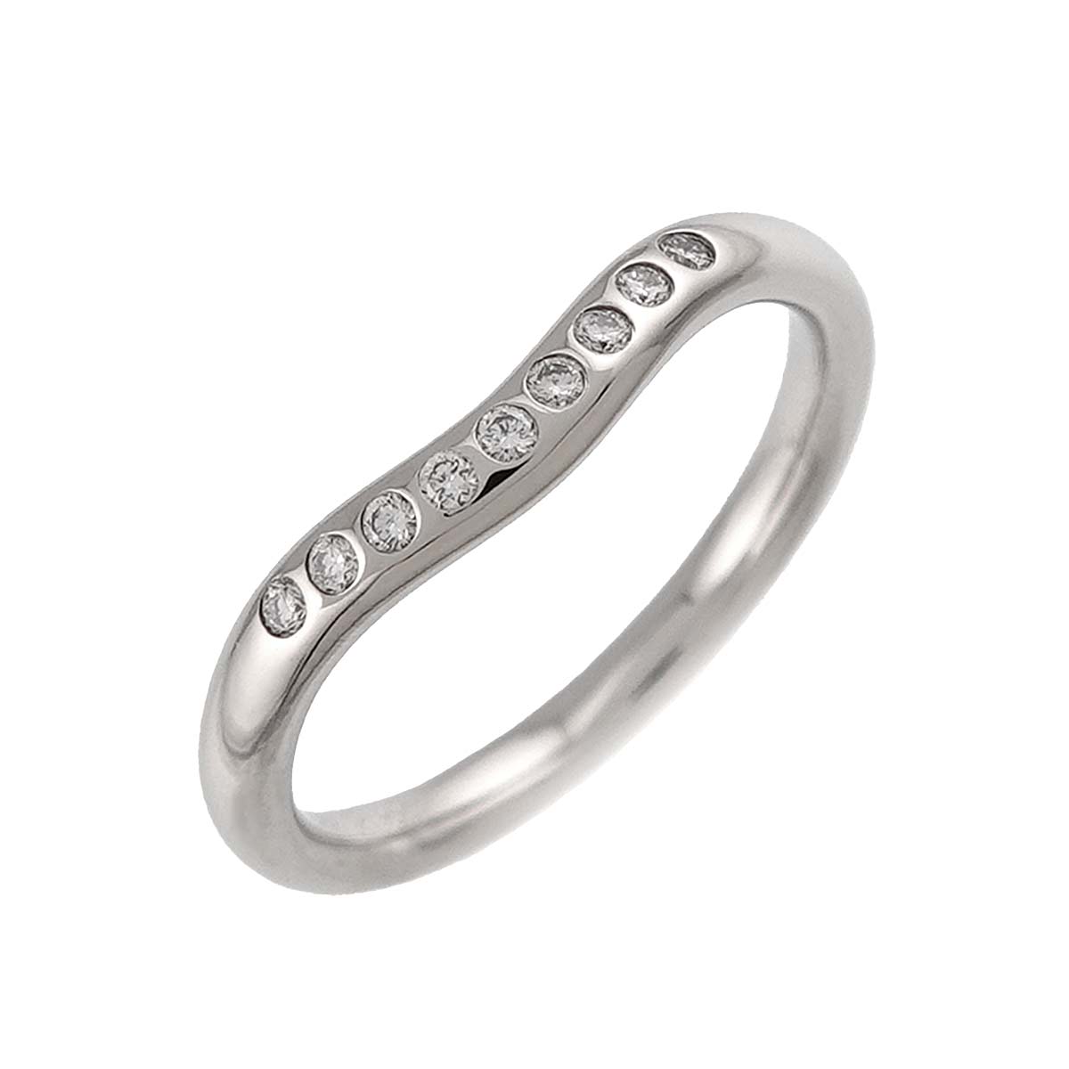 Curved Band Diamond Ring Platinum size4.5(US)