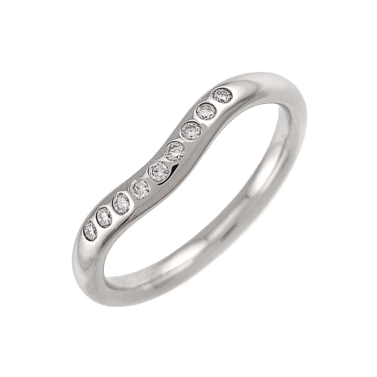Curved Band Diamond Ring Platinum size4.5(US)
