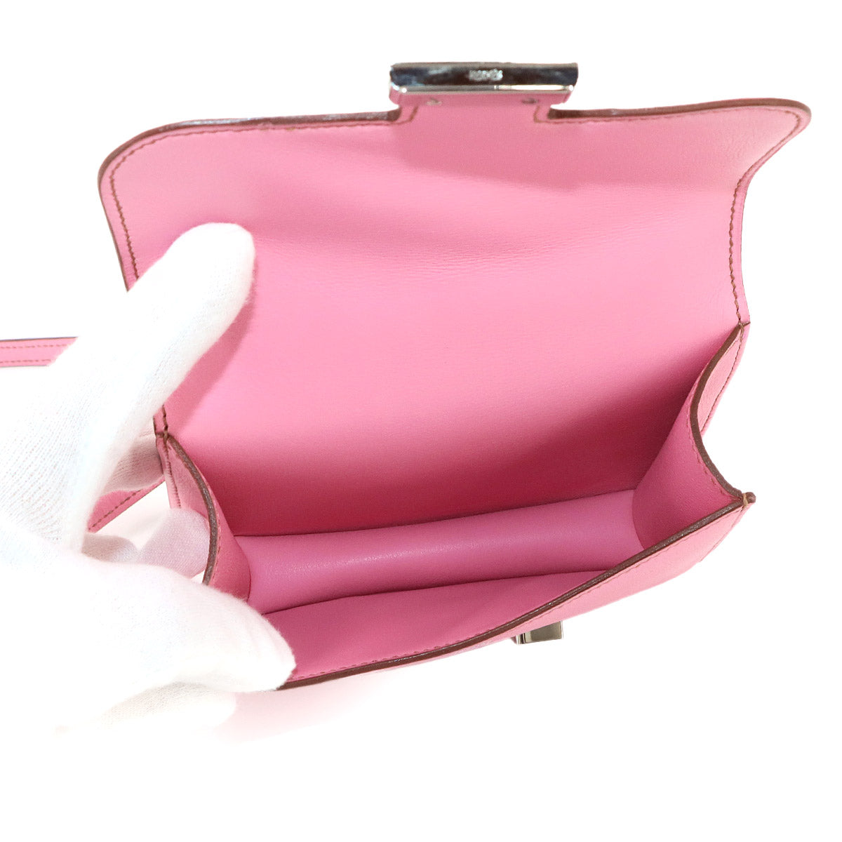 HERMES Constance Micro 14 Shoulder Bag Box Swift Pink Purse