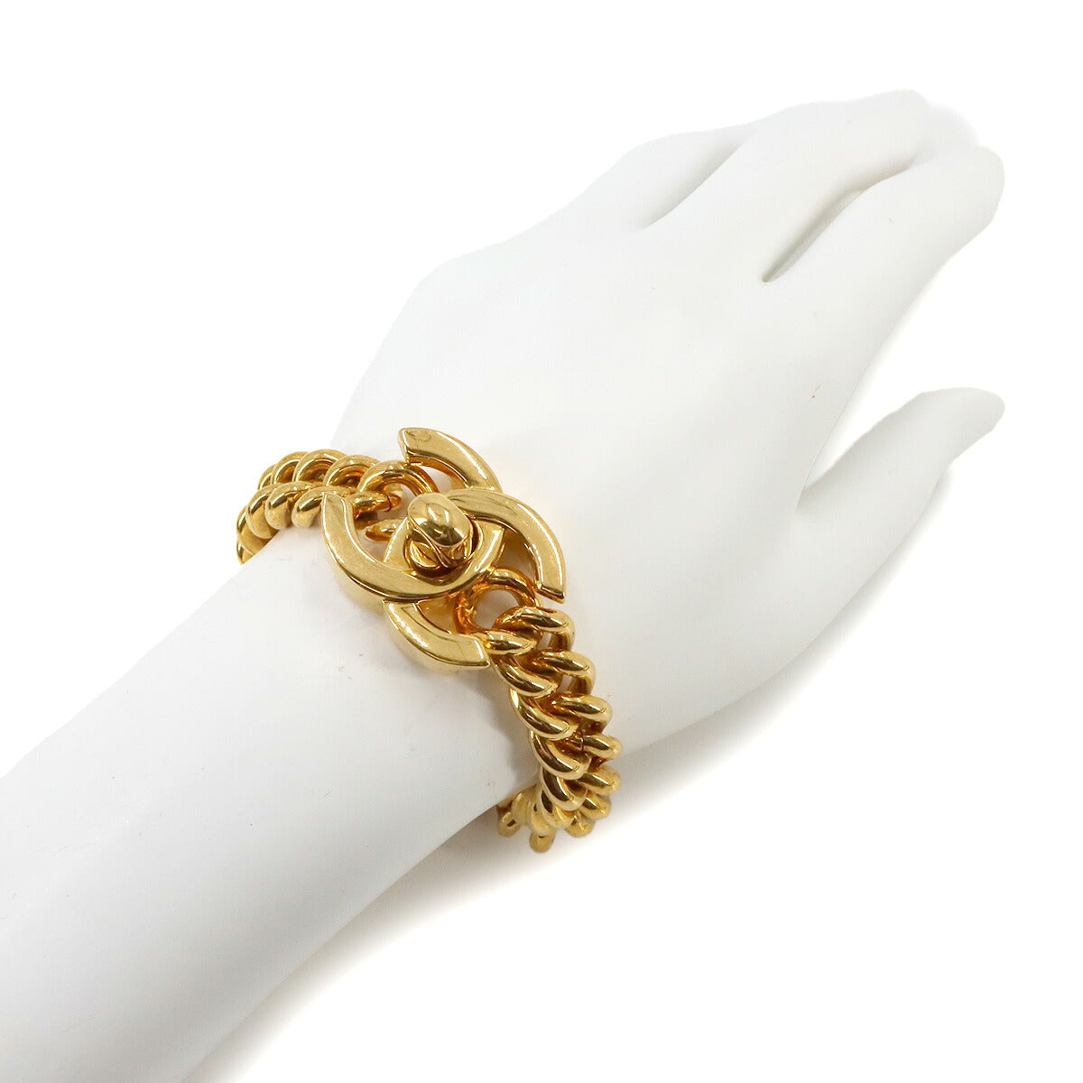 Coco Logos Chain Bracelet Gold 95A Vintage Accessory