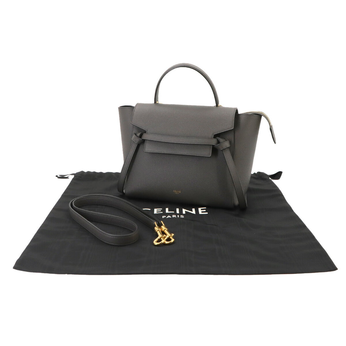 Belt Bag Micro Hand Shoulder Bag Leather Gray 189153