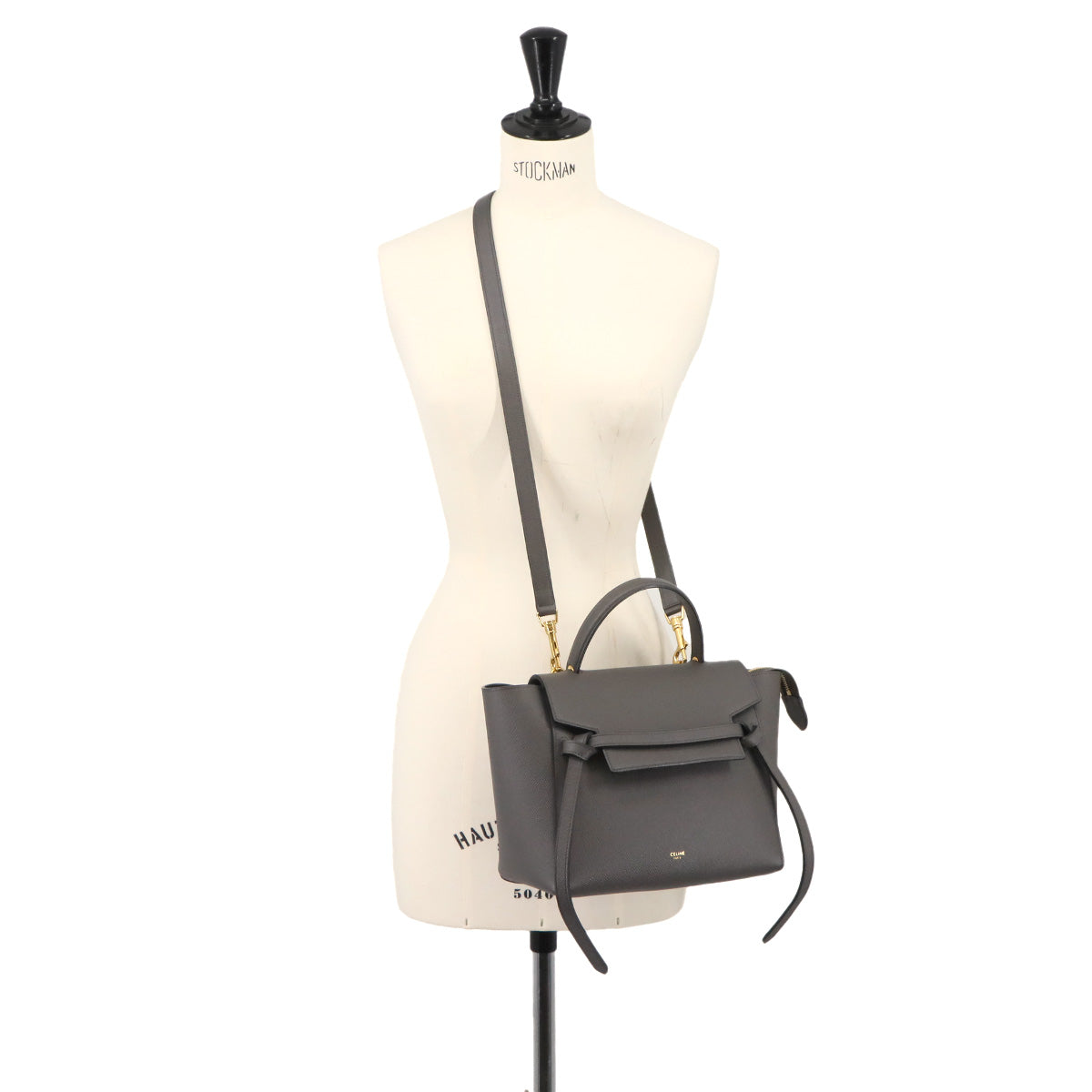 Belt Bag Micro Hand Shoulder Bag Leather Gray 189153