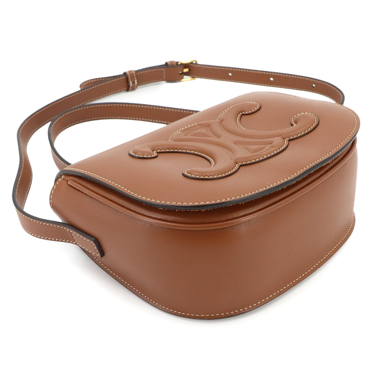 Folco Cuir Triomphe Bag Shoulder Leather Tan 198263DU3 Purse