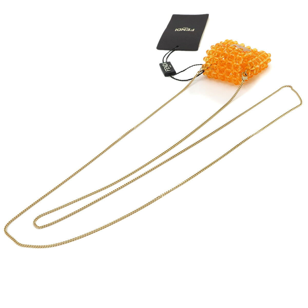 Pico Baguette Charm Shoulder Pouch Beads Leather Orange