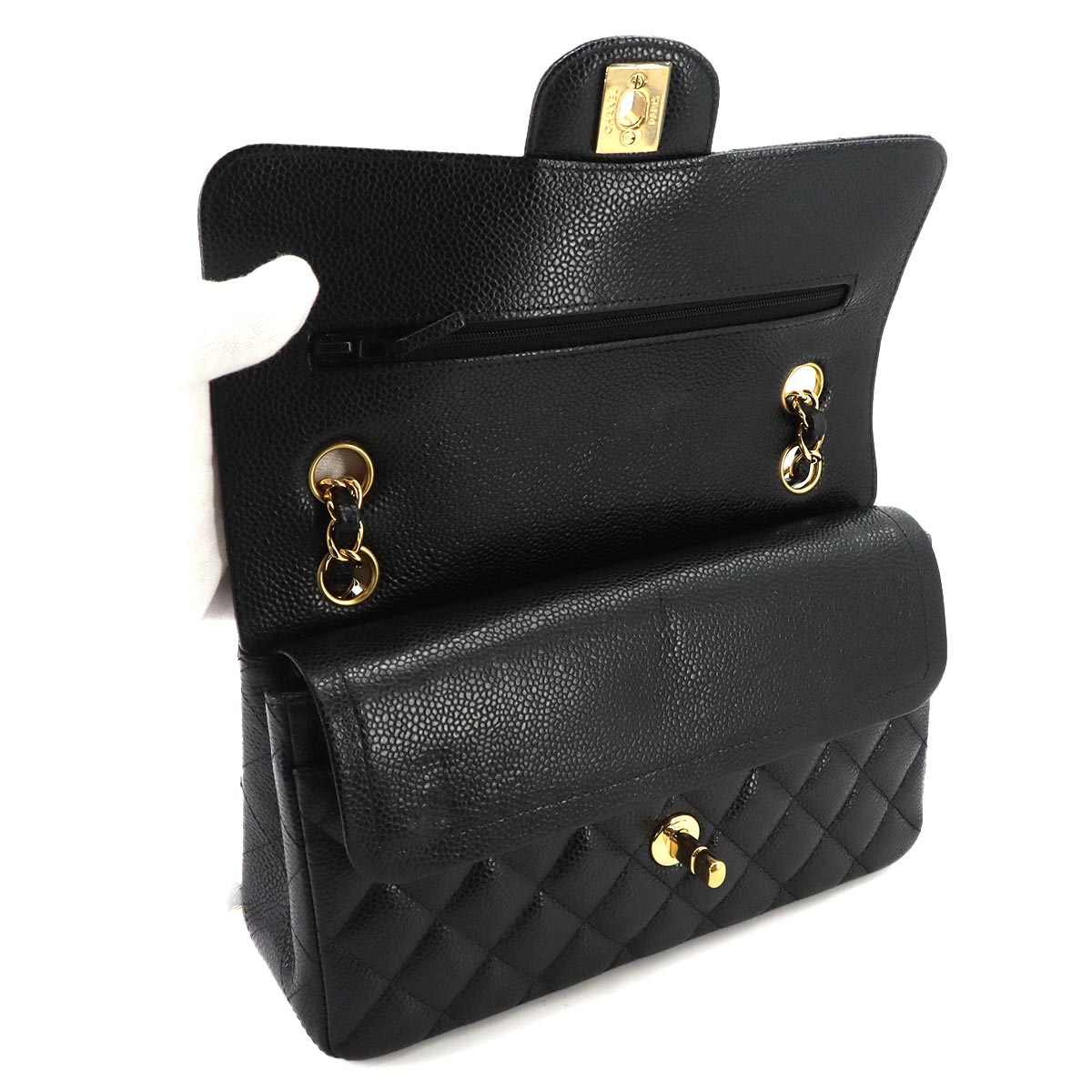 Matelasse 23 Chain Shoulder Bag Leather Black A01113