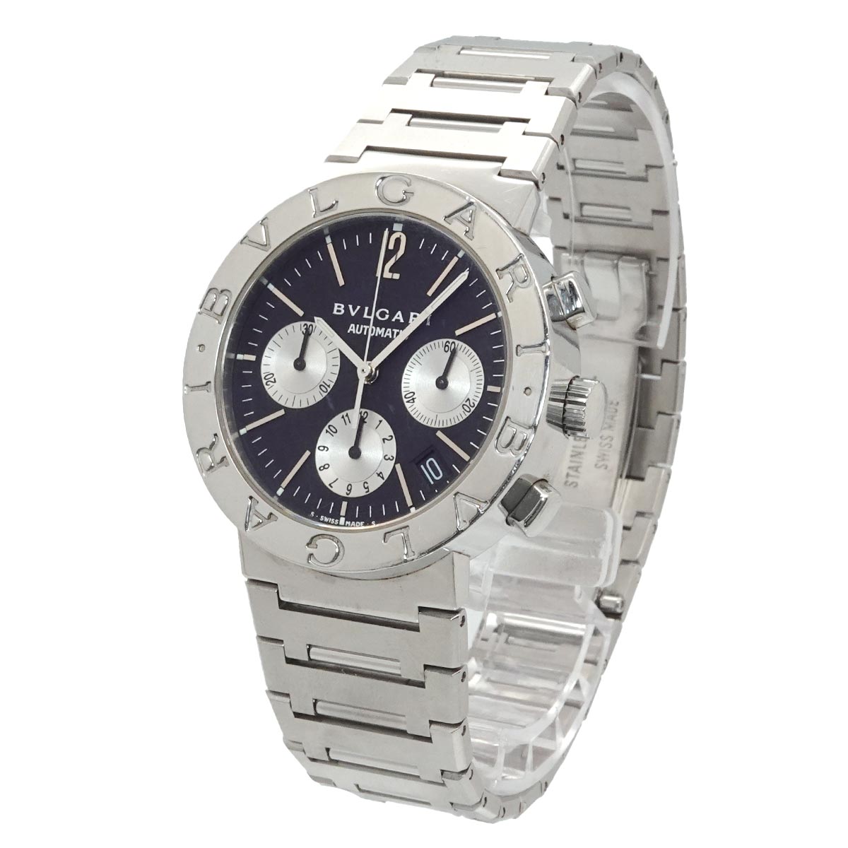 BVLGARIBVLGARI BB38SSCH Chronograph Date Black Dial Mens
