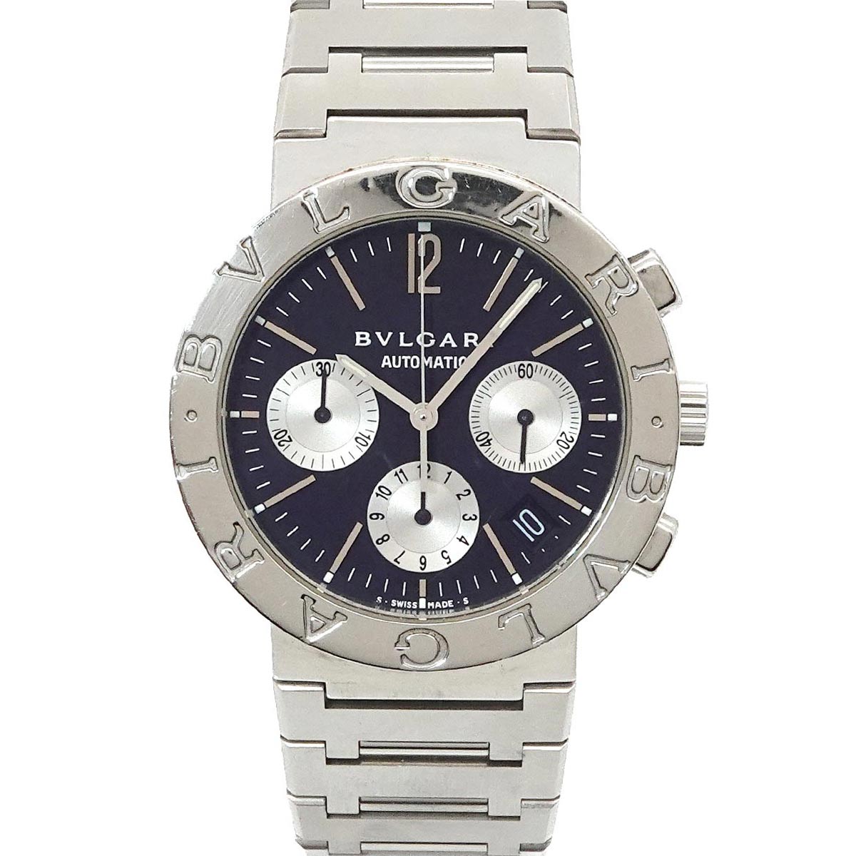 BVLGARIBVLGARI BB38SSCH Chronograph Date Black Dial Mens
