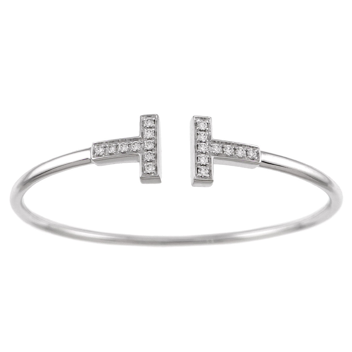 T Wire Diamond Bracelet 18K White Gold 750