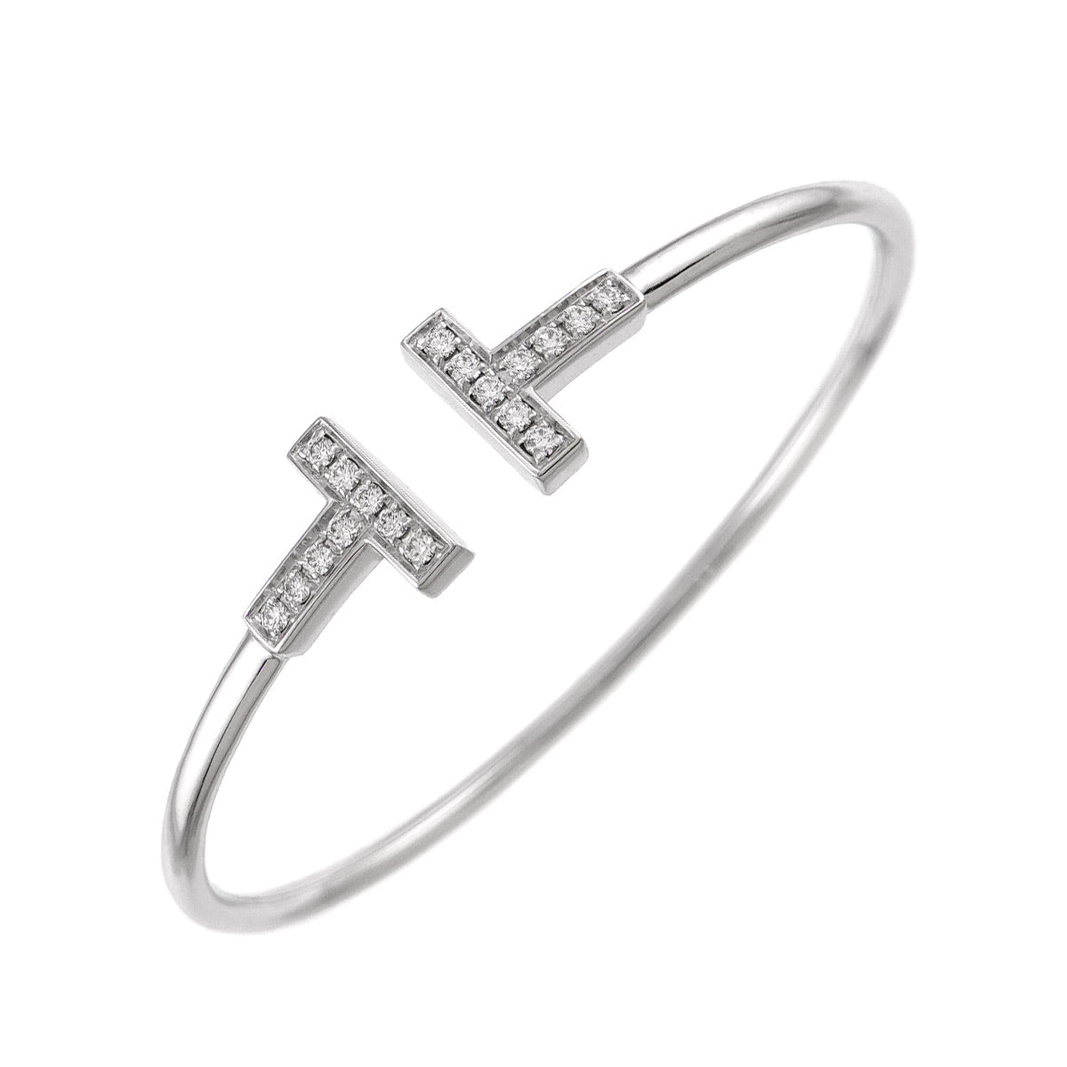 T Wire Diamond Bracelet 18K White Gold 750