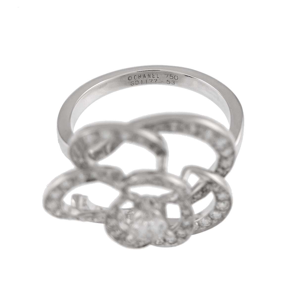 Camellia Diamond Ring 18K White Gold 750 size53 6-6.25(US)
