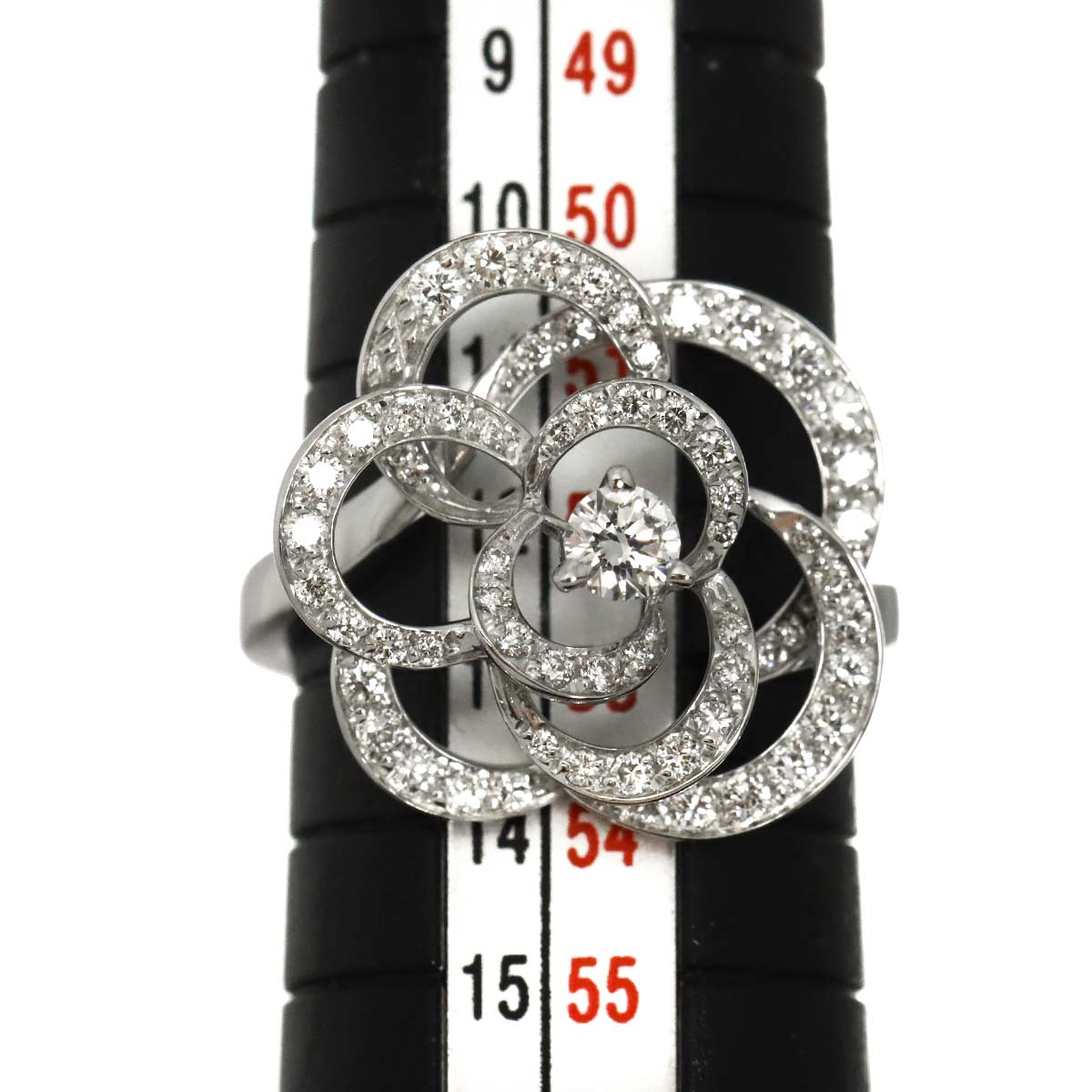 Camellia Diamond Ring 18K White Gold 750 size53 6-6.25(US)