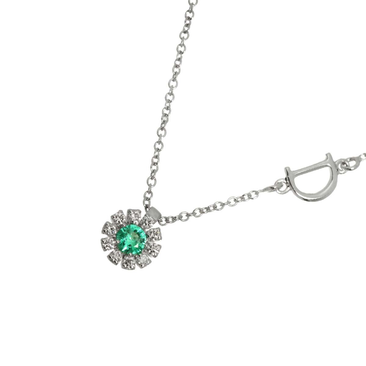 MARGHERITA Emerald Diamond Necklace 18K WG 750