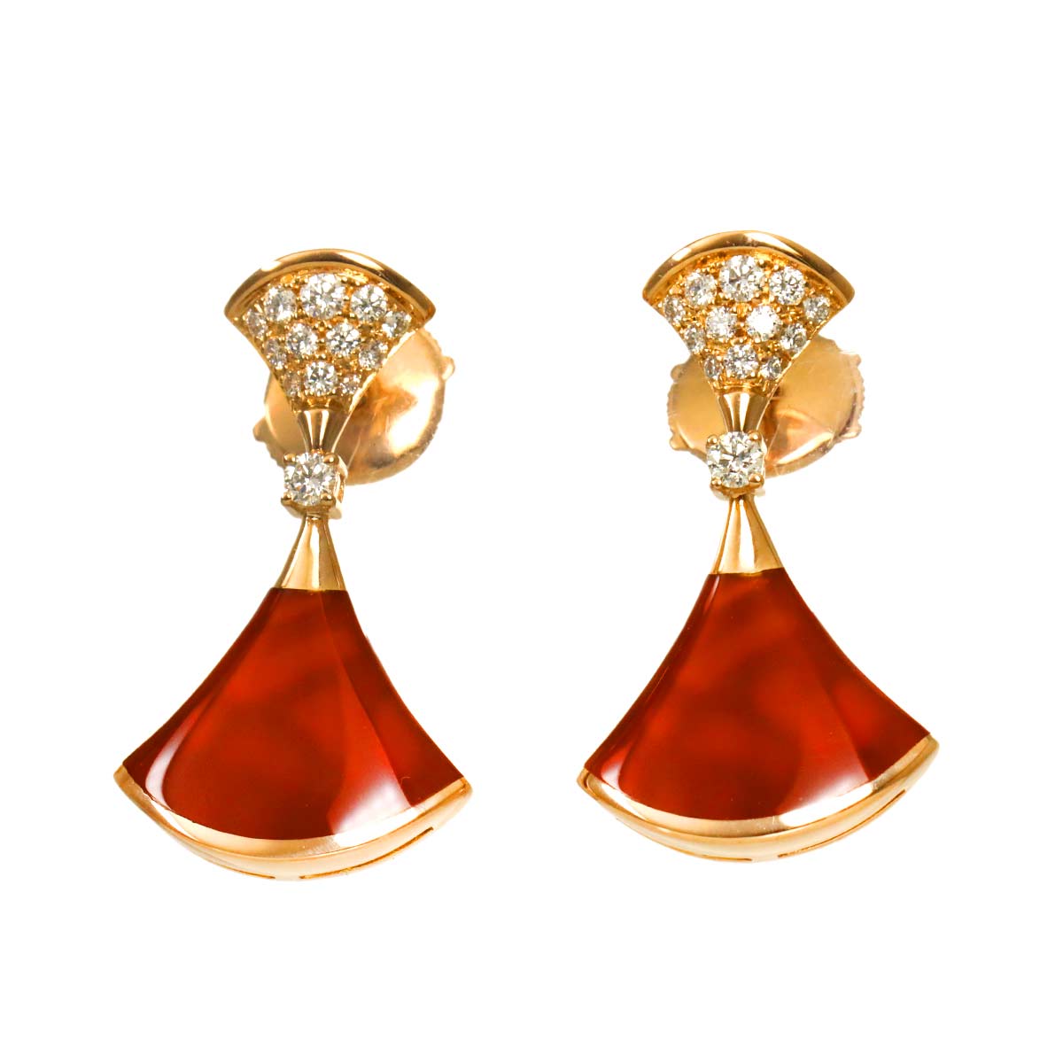 DIVA DREAM Carnelian Diamond Earrings Pierced 18K PG