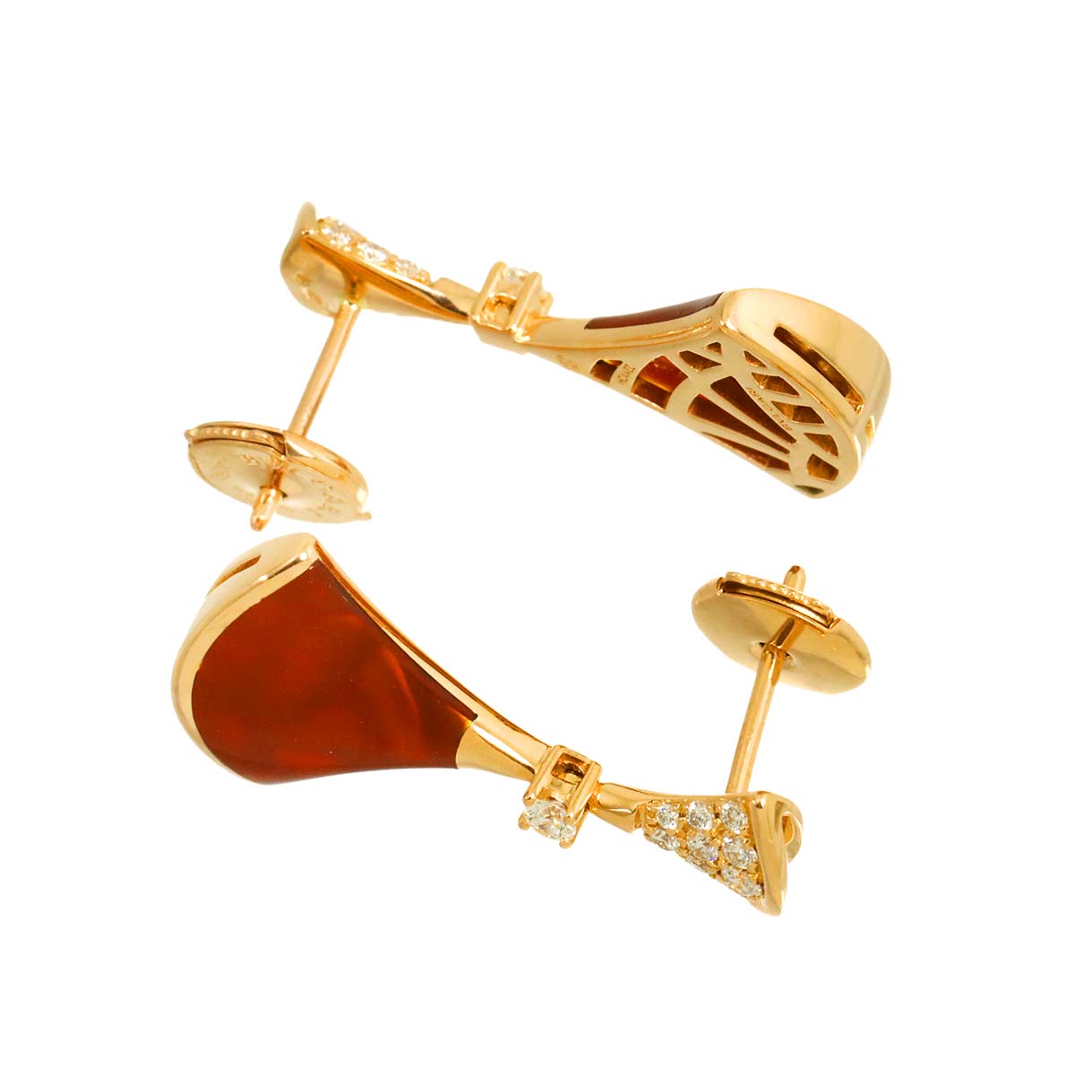 DIVA DREAM Carnelian Diamond Earrings Pierced 18K PG