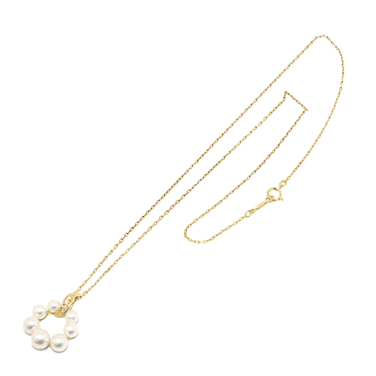 Akoya Pearl 5.7-4.0mm Diamond Necklace 18K YG 750