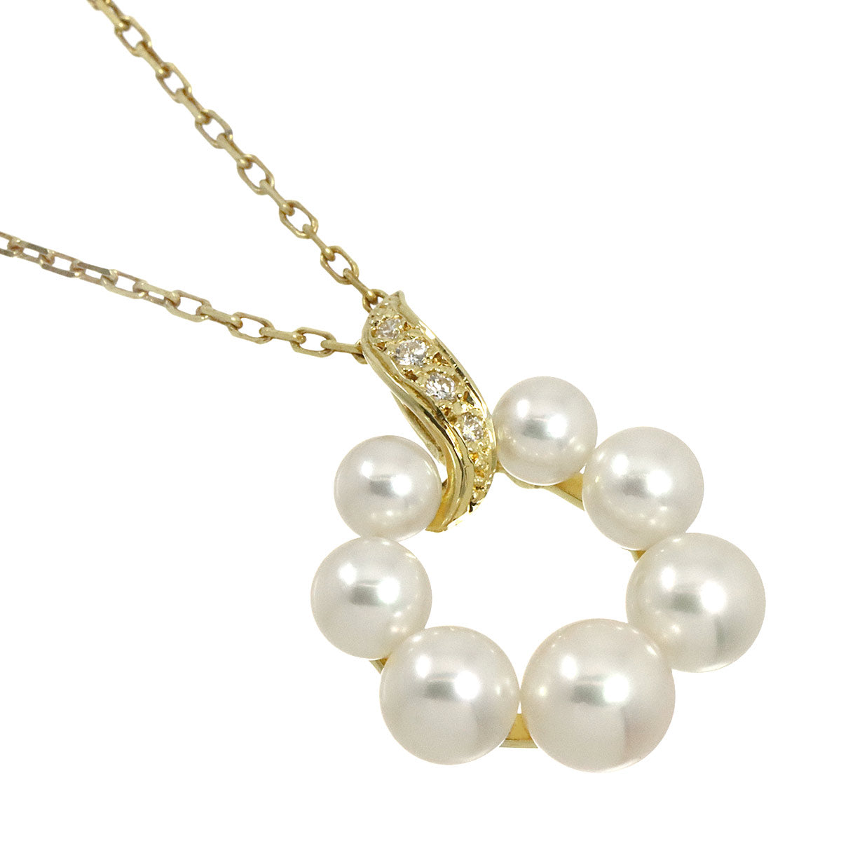 Akoya Pearl 5.7-4.0mm Diamond Necklace 18K YG 750