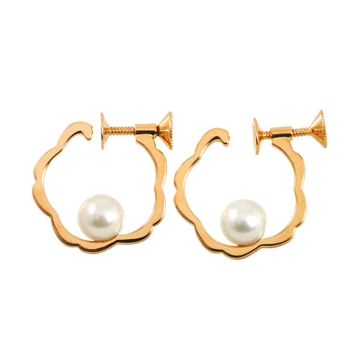 Akoya Pearl 6.0mm Earrings 18K PG 750