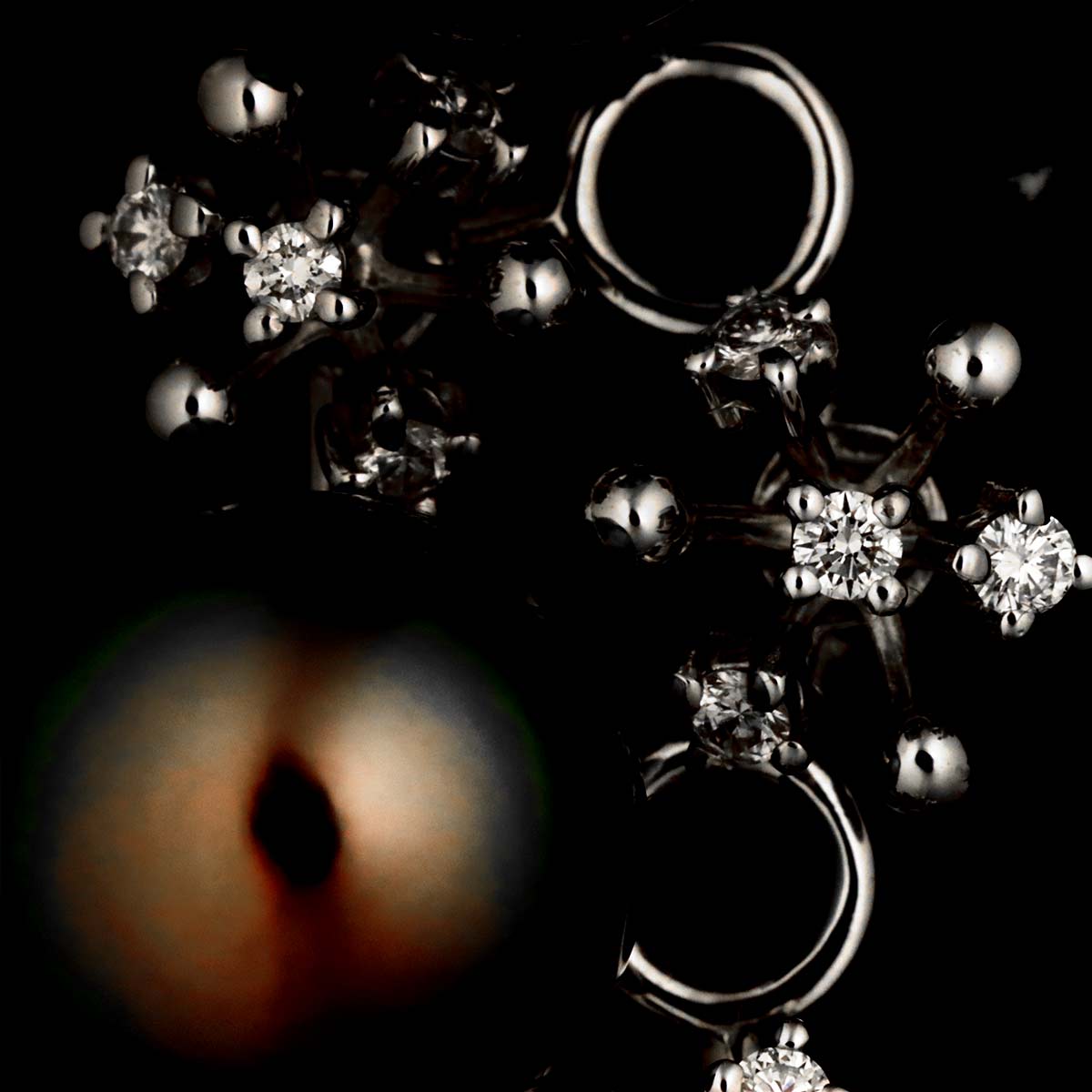 Black Pearl 9.2-8.3mm Diamond 0.12ct Necklace 18K WG 750