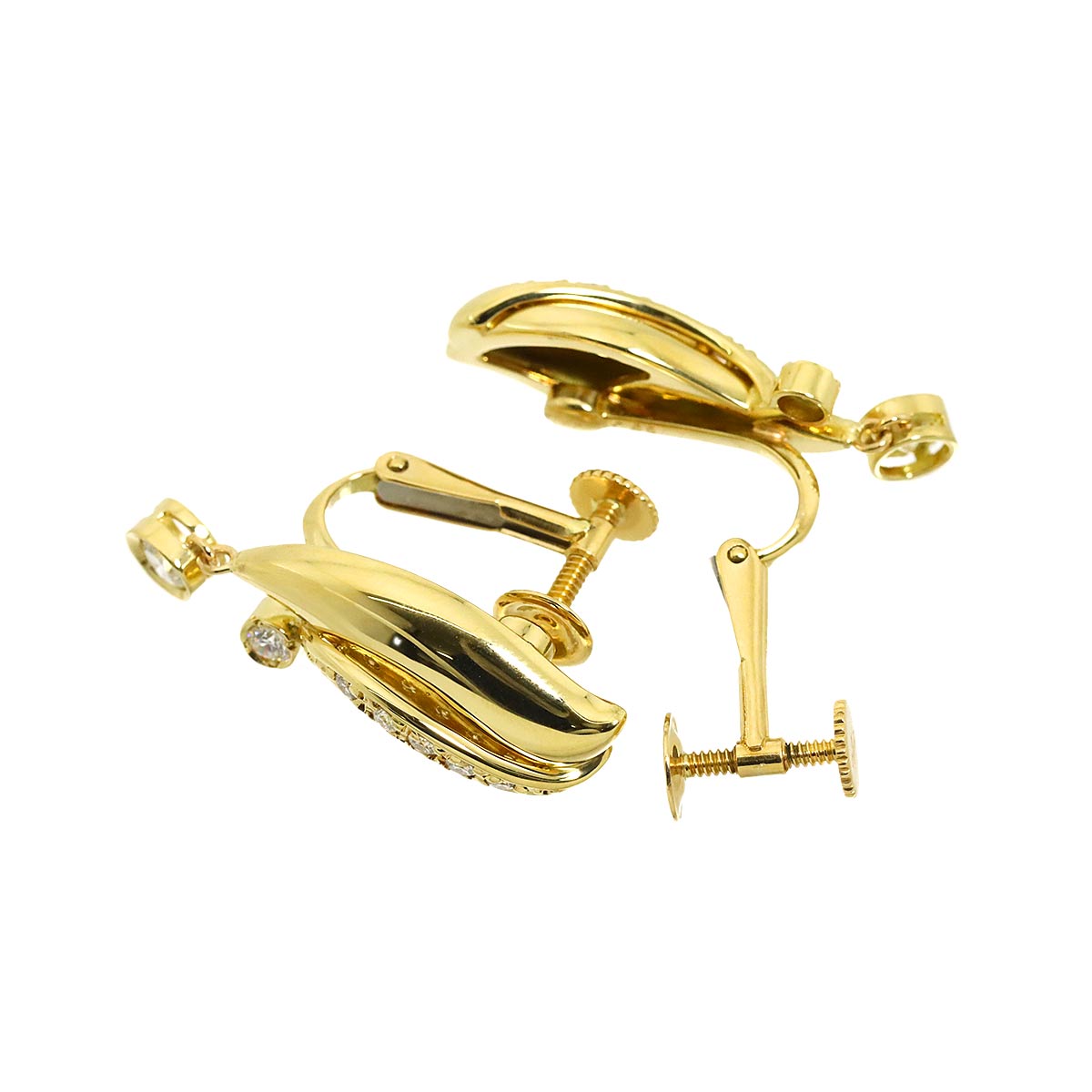 Diamond 0.65ct Earrings Clip on 18K Yellow Gold 750