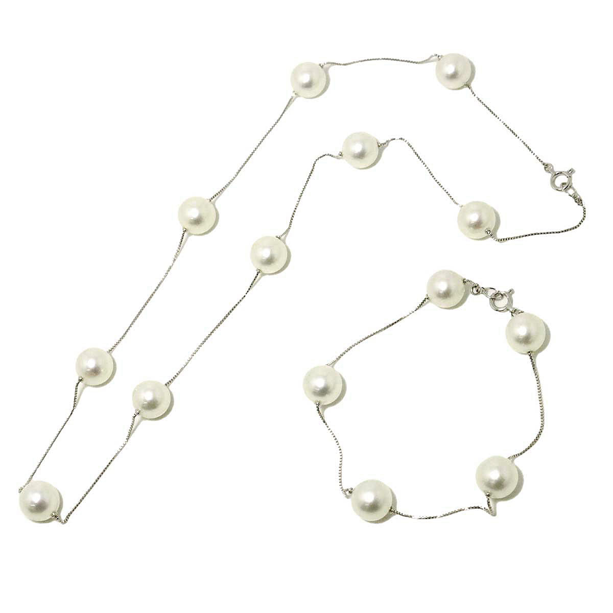 Akoya pearl 8.0-8.3mm Pearl Necklace Bracelet 18K WG 750