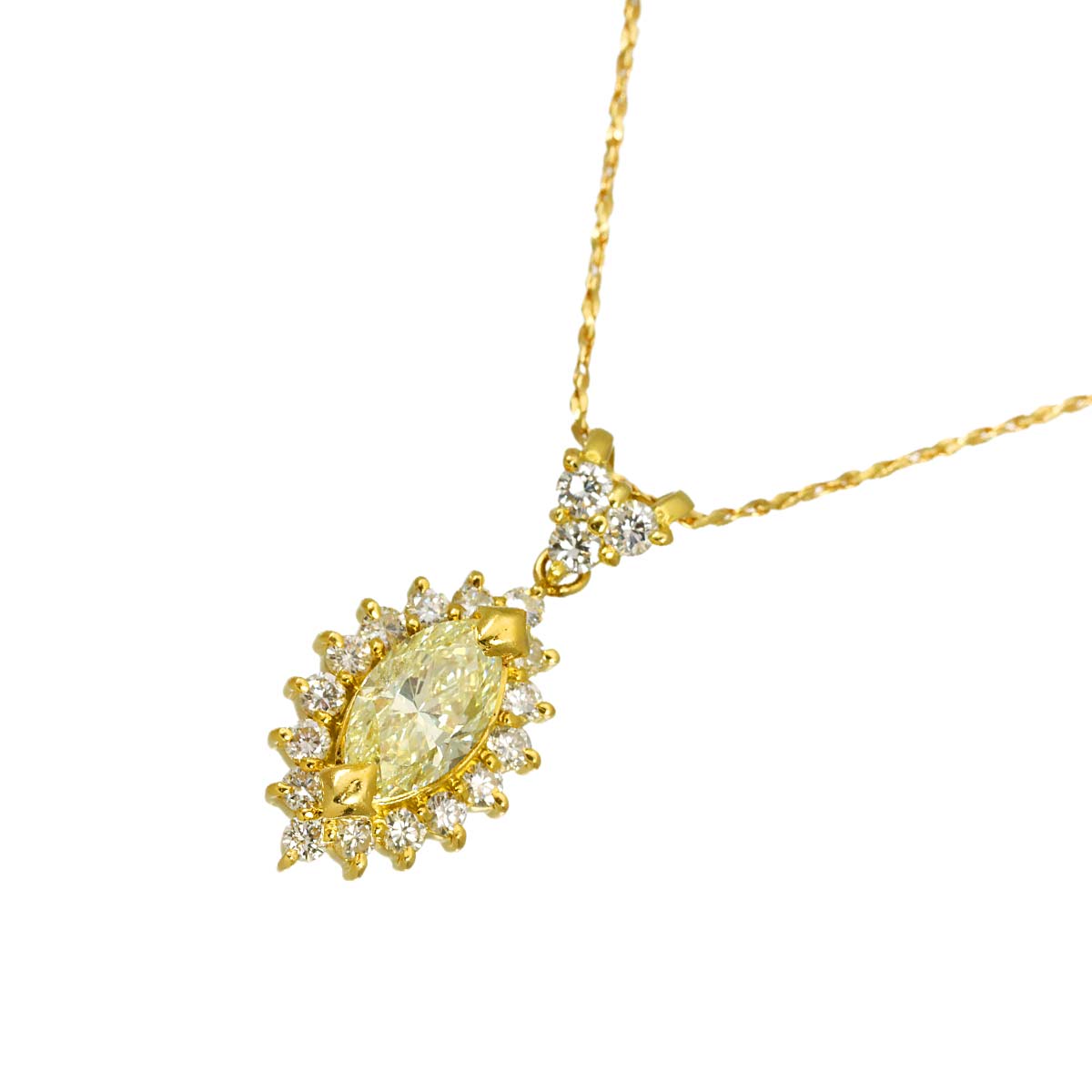 Diamond 1.01ct/0.12ct/0.40ct Necklace 18K YG Yellow Gold 750